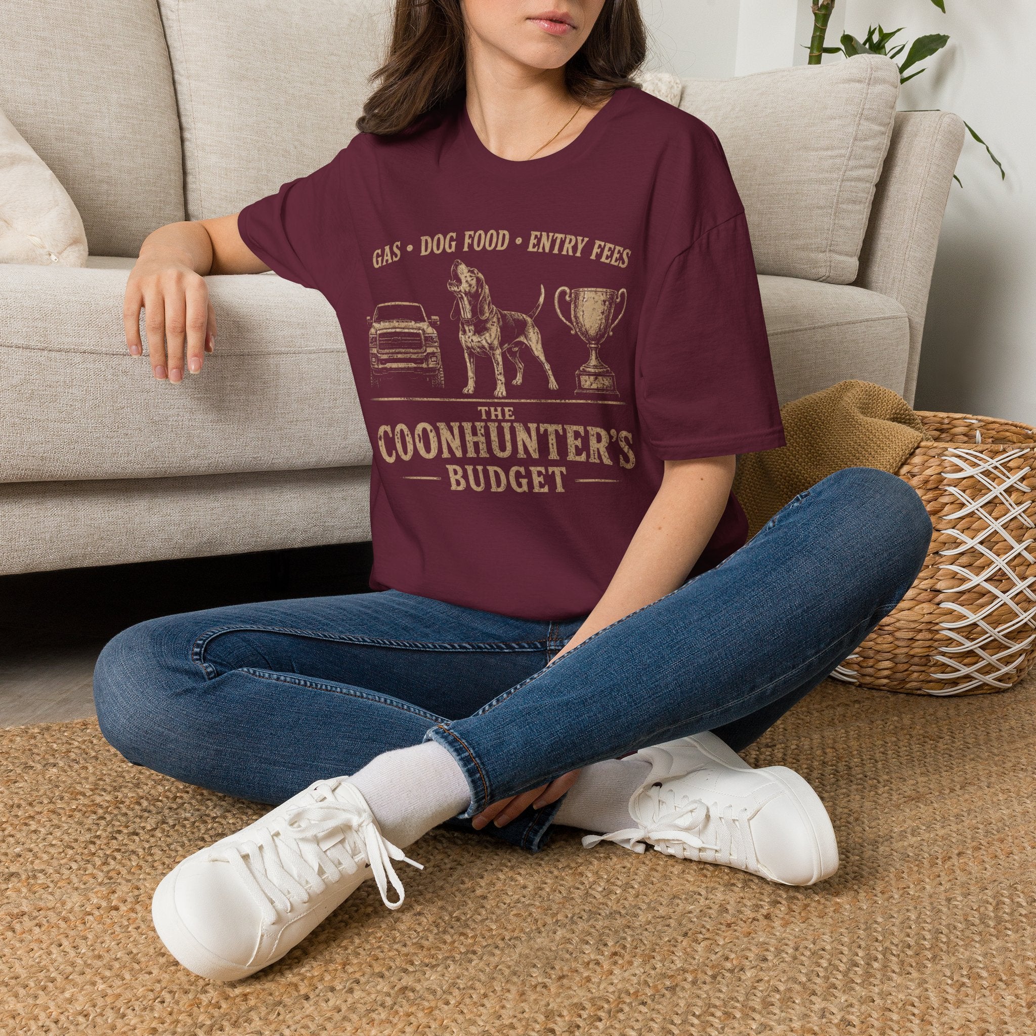 Coonhunter's Budget T-Shirt | Gas Dog Food Entry Fees | Funny Coon Hunting Tee | Wild Wonderful Wear