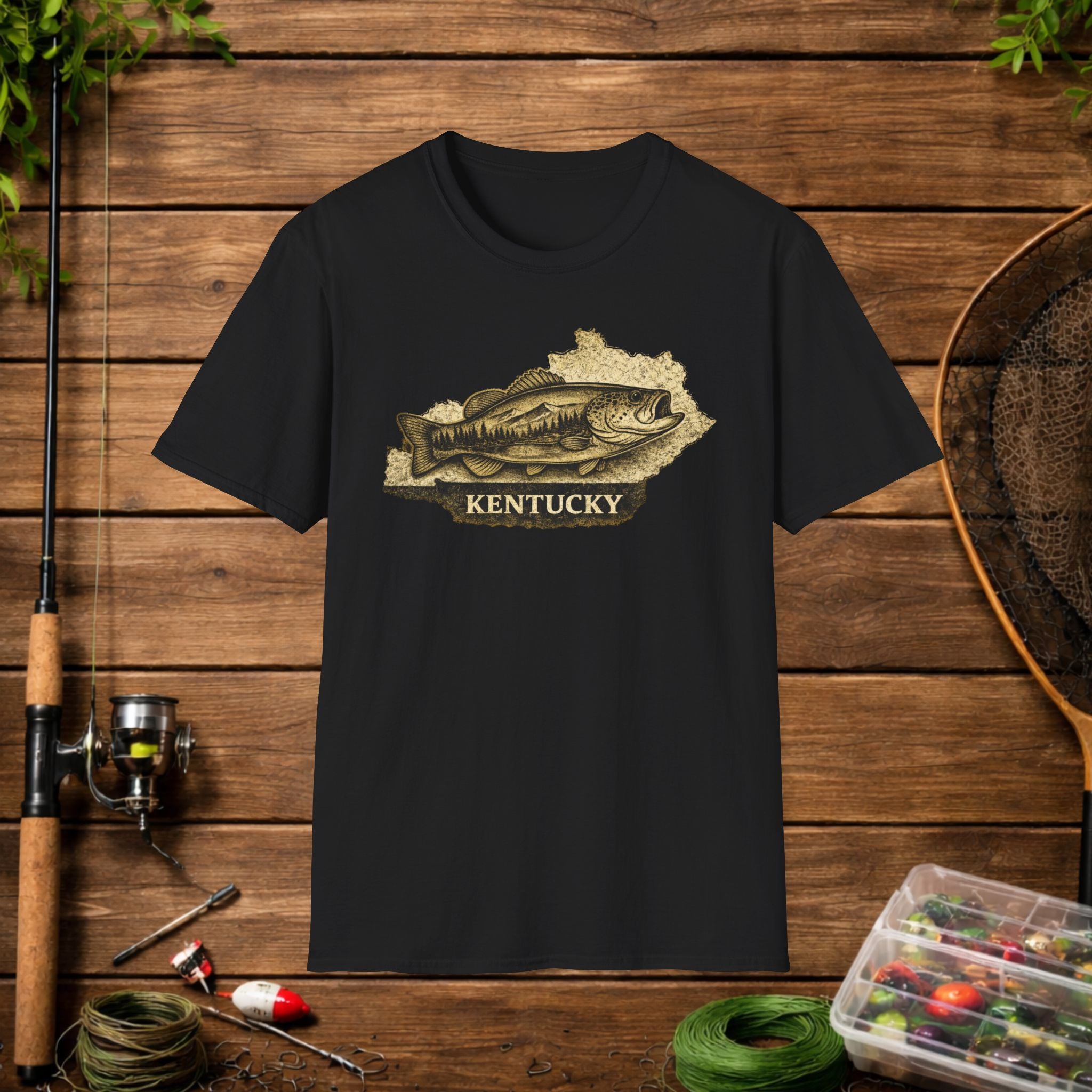 Kentucky Bass Fishing Shirt – Vintage Kentucky Angler Tee – Largemouth Bass Fishing Apparel – Fisherman Gift