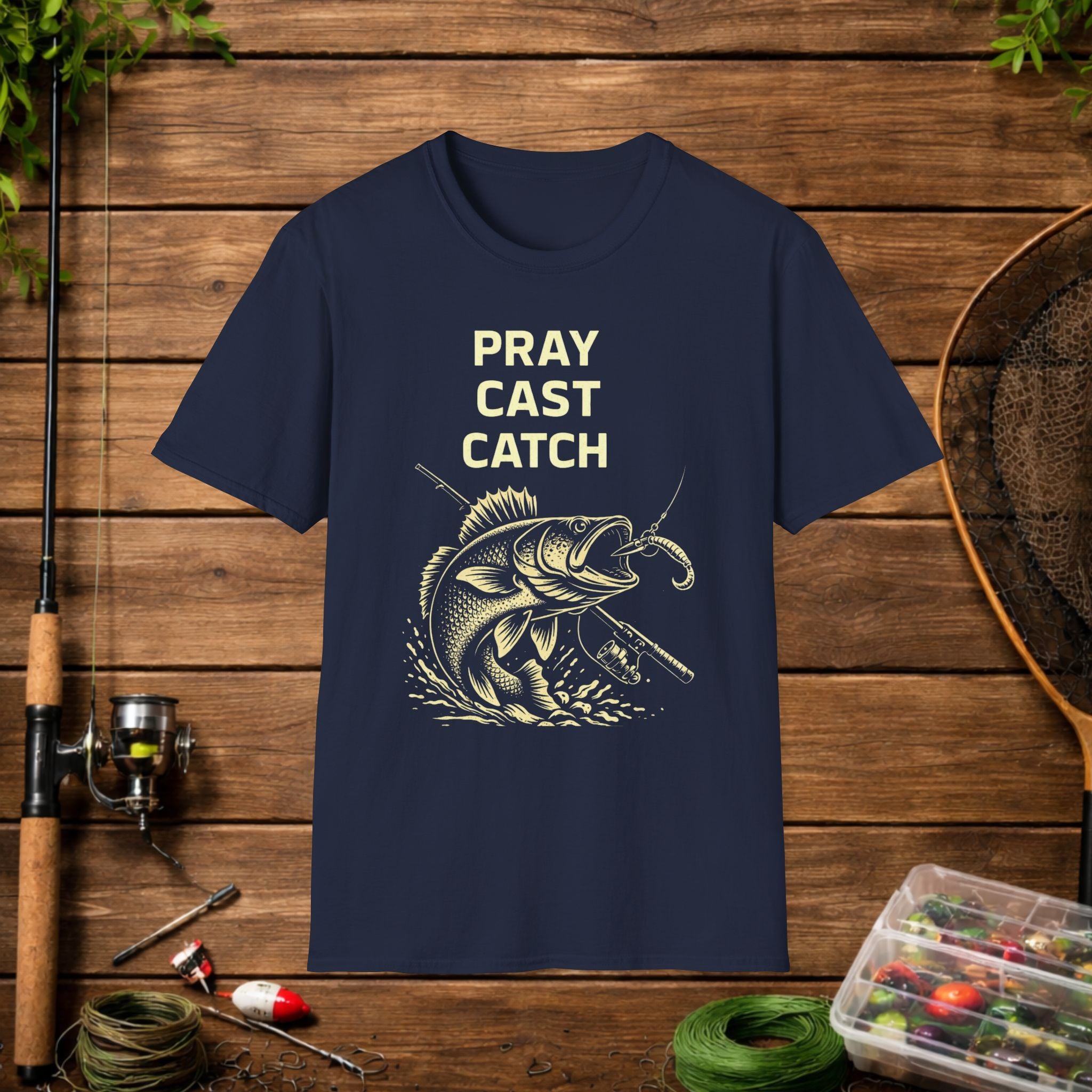 Pray Cast Catch Fishing T-Shirt – Bass Angler Graphic Tee