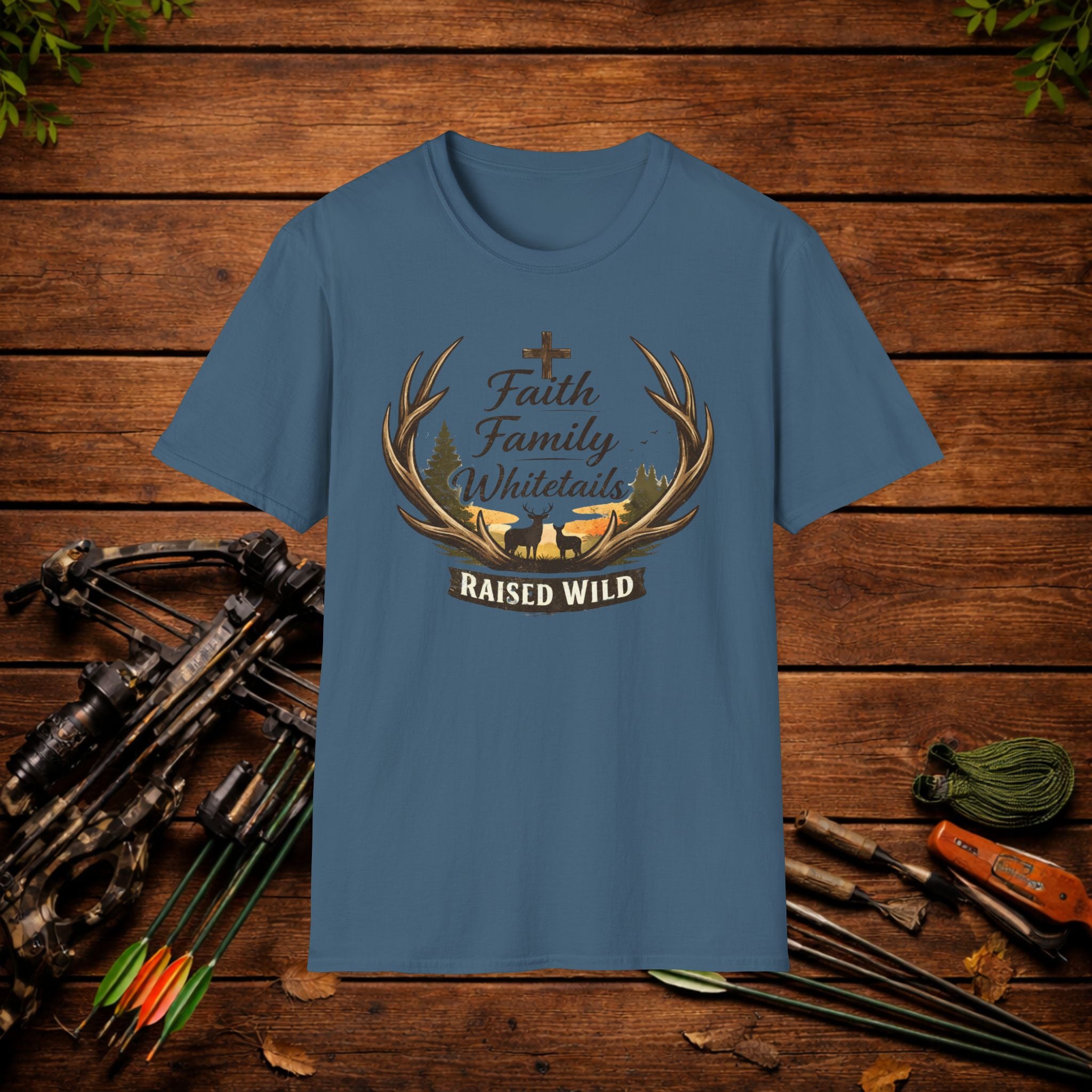 Faith Family Whitetails Shirt – Raised Wild Deer Hunting Tee – Christian Hunting Shirt – Whitetail Hunter Apparel