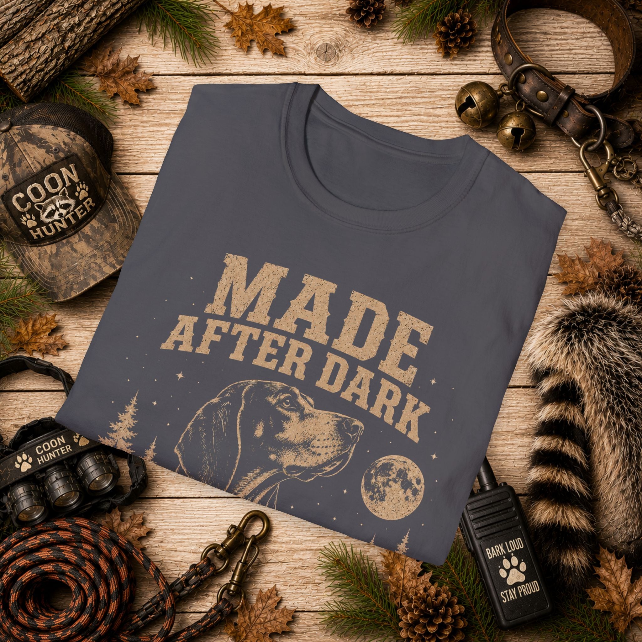 Made After Dark Coonhunter T-Shirt | Vintage Night Hunting Coonhound Tee | Wild Wonderful Wear