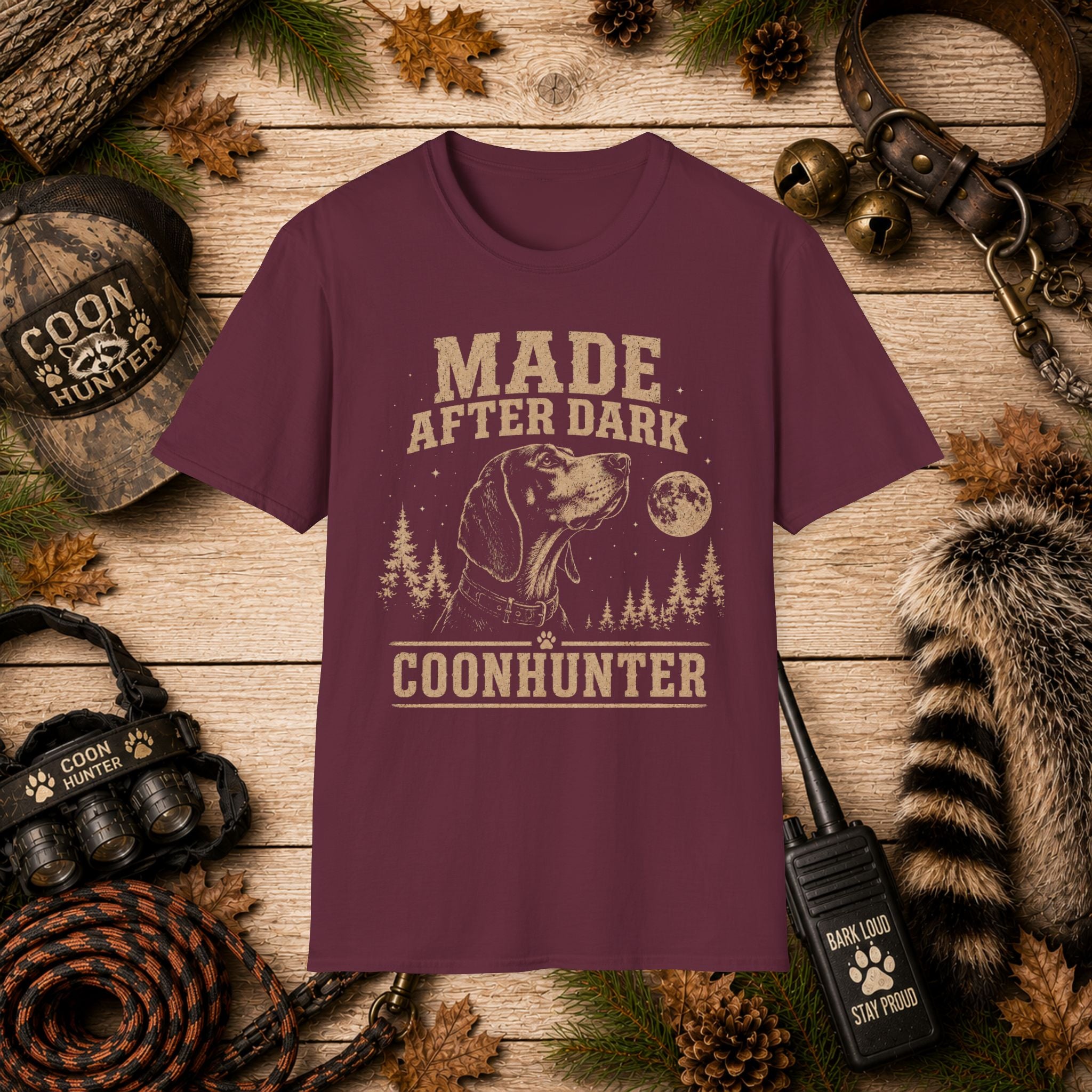 Made After Dark Coonhunter T-Shirt | Vintage Night Hunting Coonhound Tee | Wild Wonderful Wear
