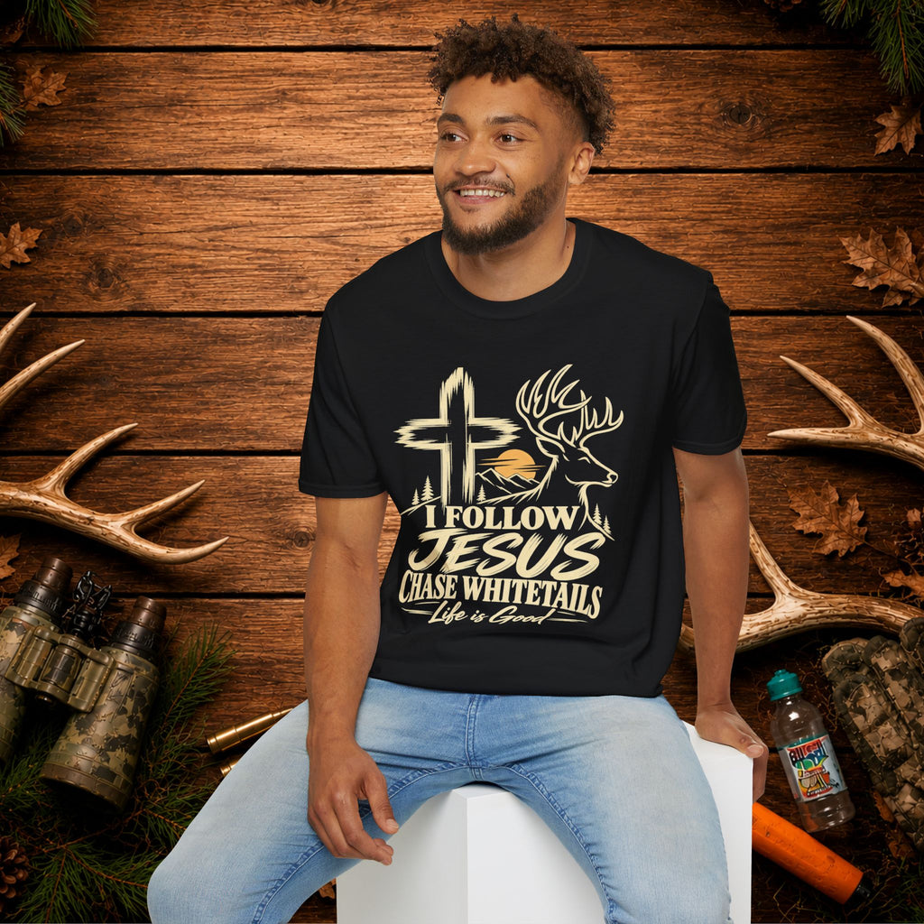 I Follow Jesus Chase Whitetails T-Shirt | Christian Hunting Shirt