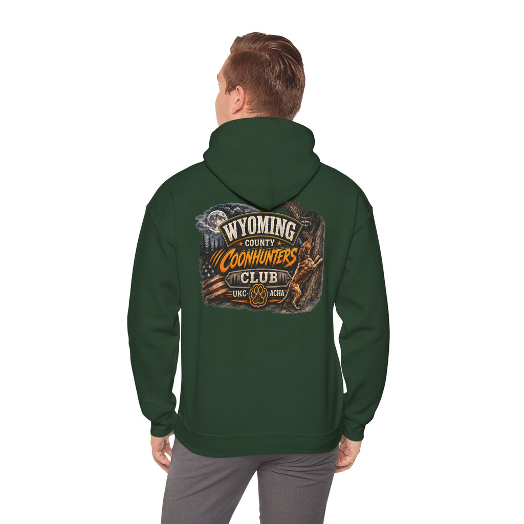 Wyoming Coonhunters Club Hoodie – Dual print badge front/banner back