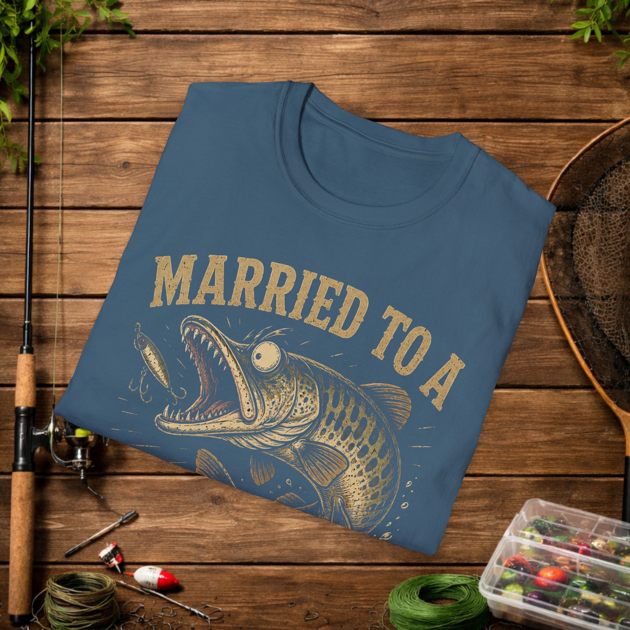 Married to a Musky Addict T-Shirt — Funny Fishing Gift for Muskie Lovers