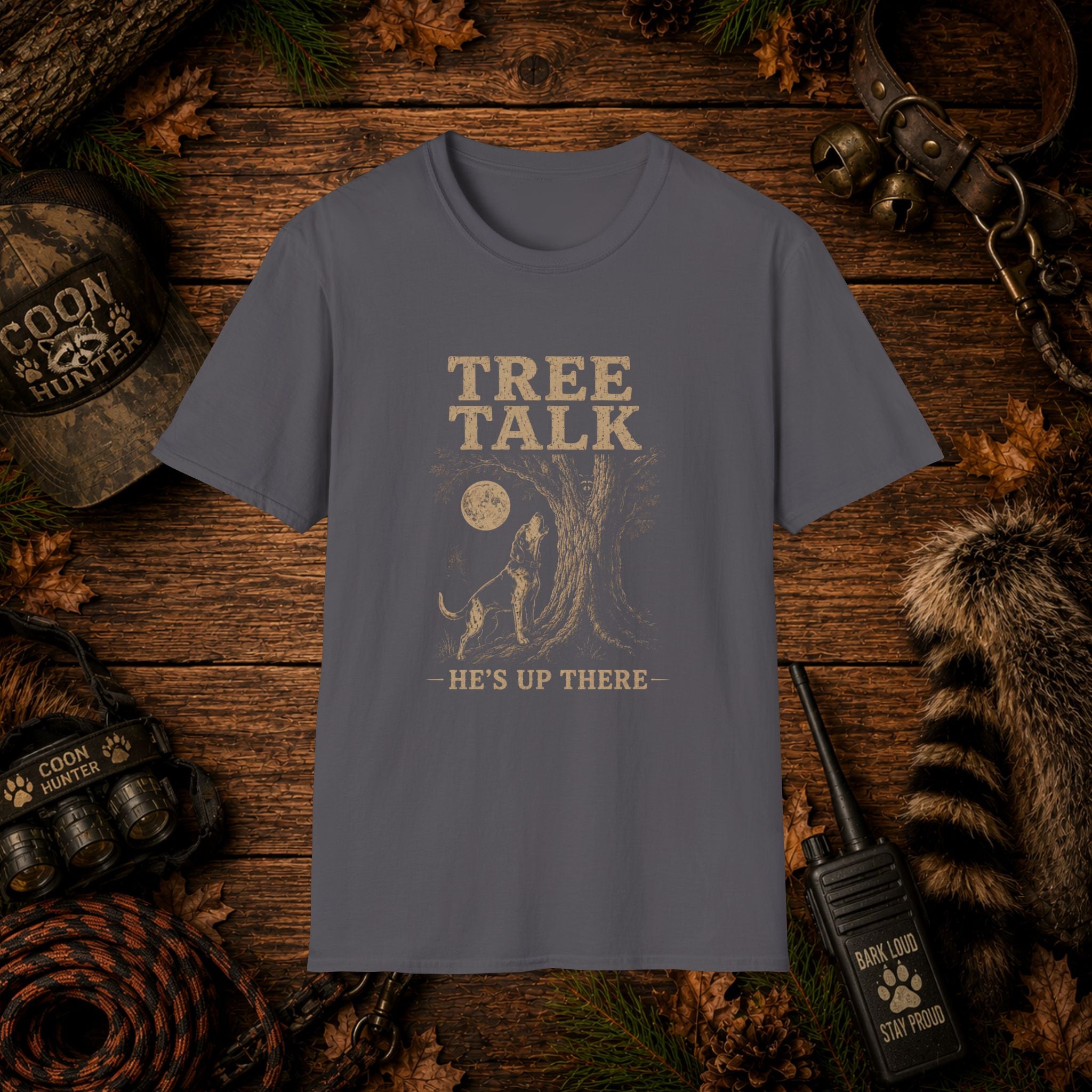 Tree Talk Coon Hunting T-Shirt | "He's Up There" Houndsman Tee | Wild Wonderful Wear