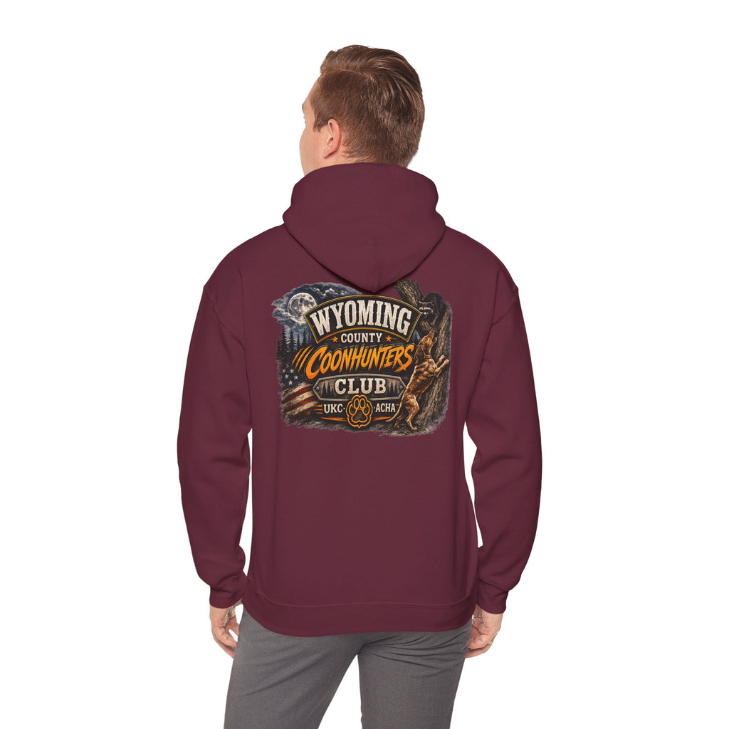 Wyoming Coonhunters Club Hoodie – Dual print badge front/banner back