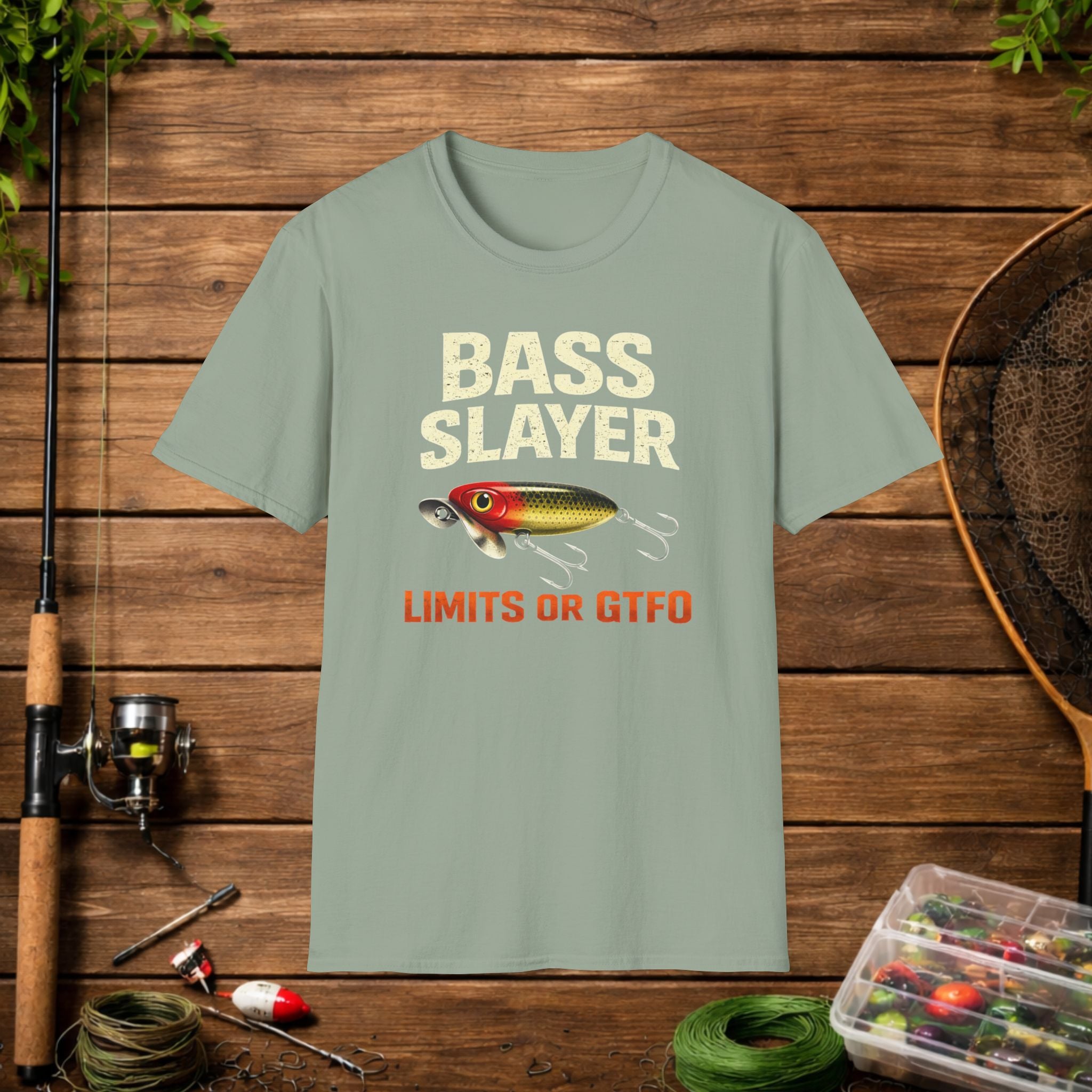 Bass Slayer Shirt – Limits or GTFO Fishing Tee – Topwater Bass Fishing Shirt – Jitterbug Lure Angler Shirt
