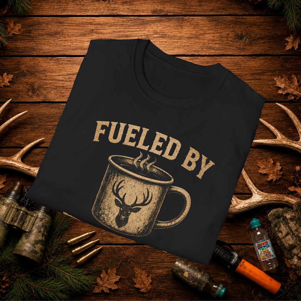 Fueled By Deer Season T-Shirt – Hunting Coffee Tee for Outdoorsmen