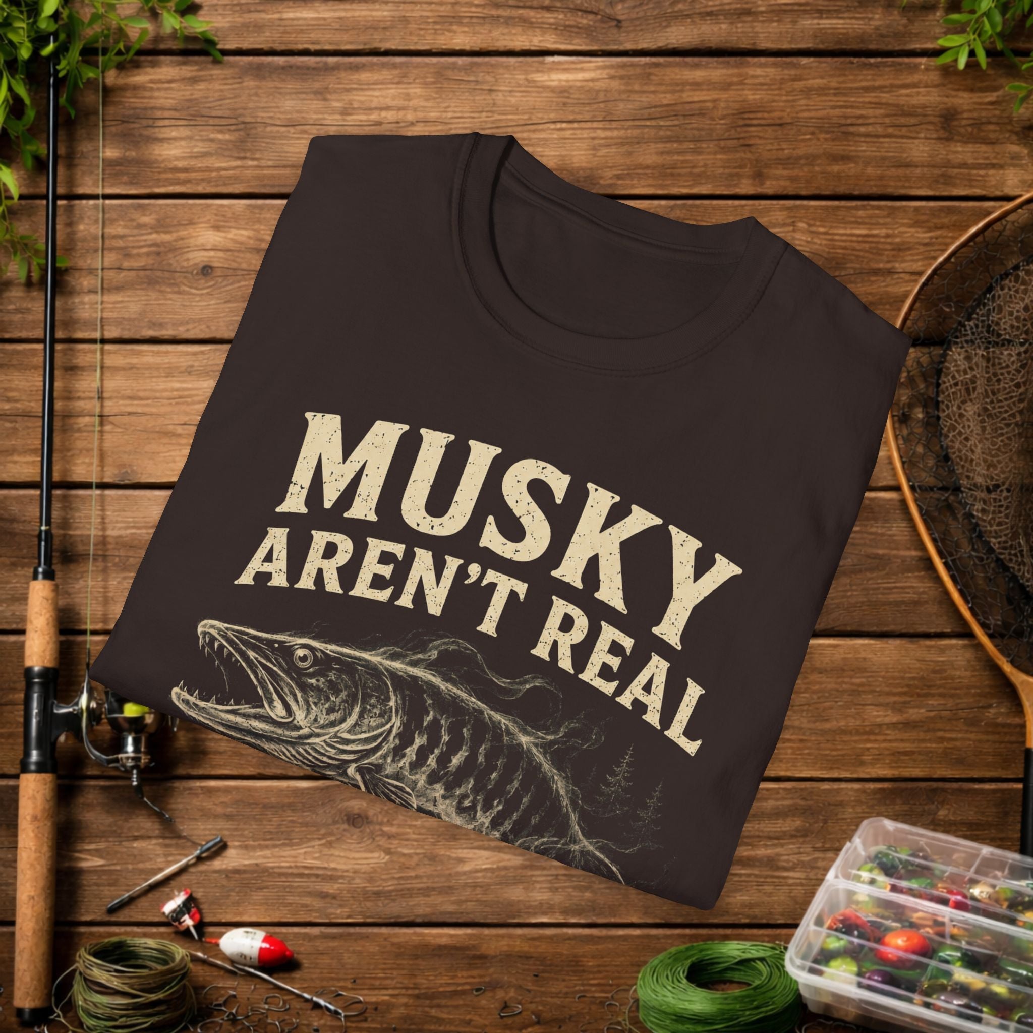 Musky Aren't Real T‑Shirt – Funny Muskie Fishing Shirt, 'Prove Me Wrong' Angler Tee