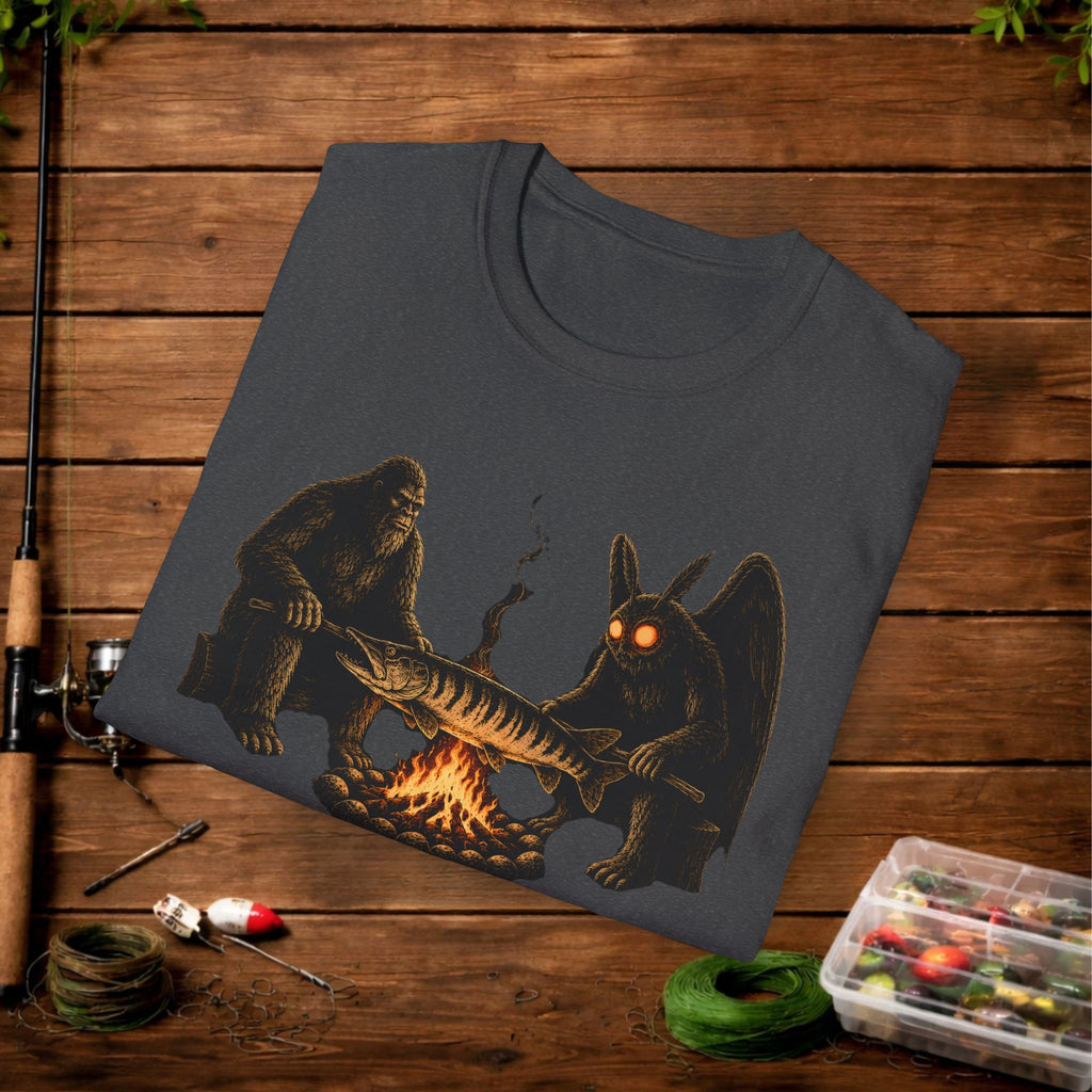 They're Eating Them All Fishing T-Shirt — Funny Campfire Monster Tee