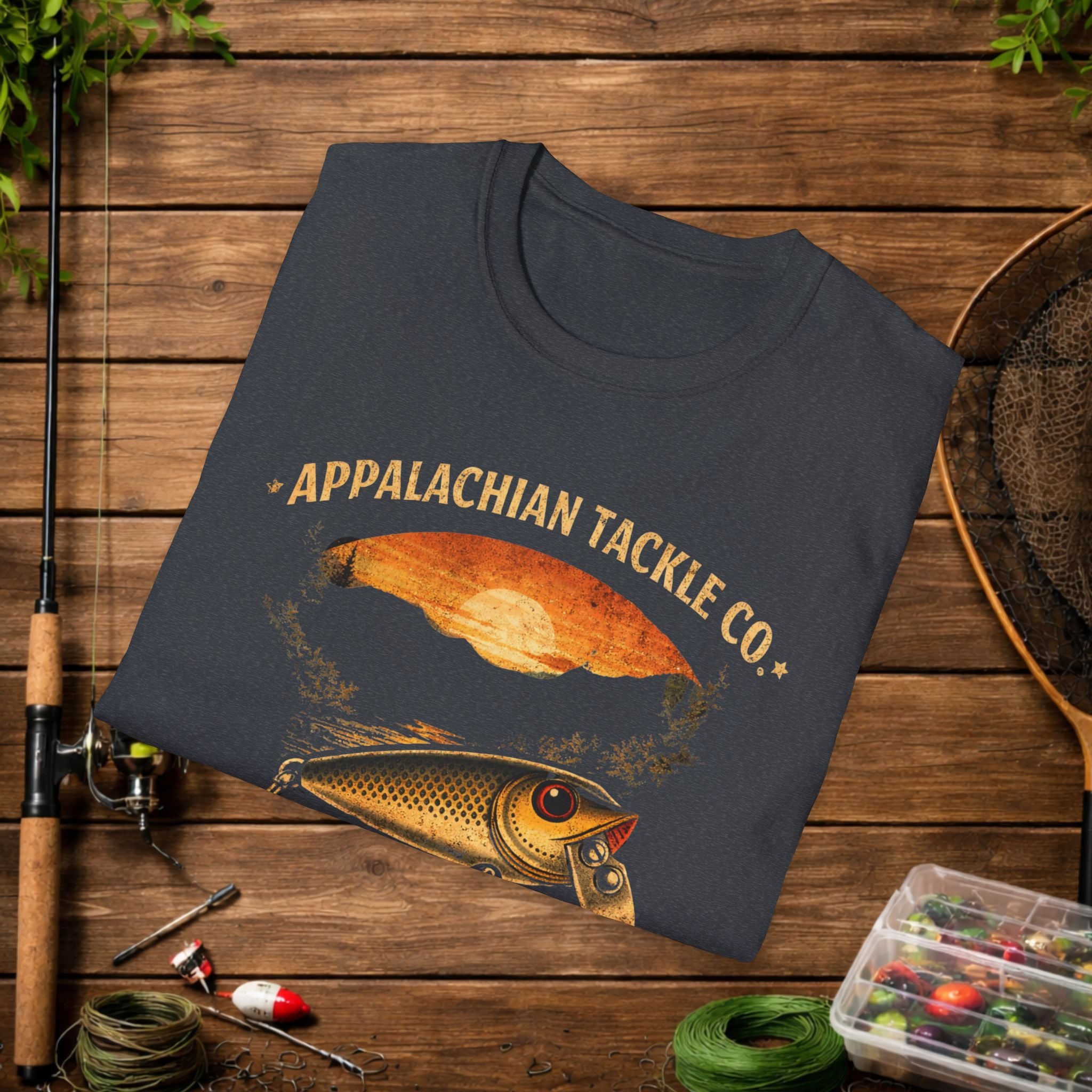Appalachian Tackle Co Creek Chub Shirt – Vintage Fishing Lure Tee – Old School Bass Fishing Shirt – Mountain Stream Apparel
