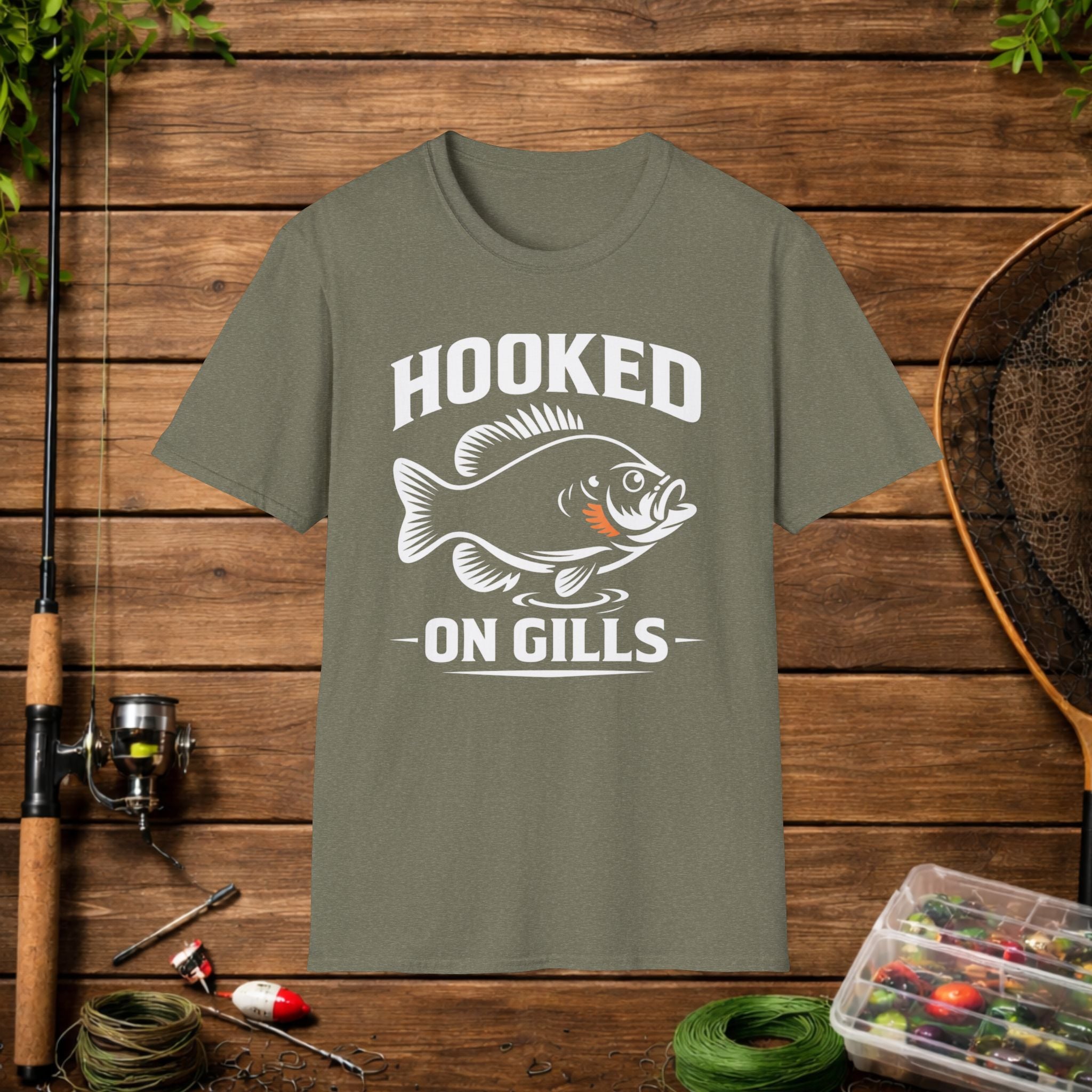Hooked On Gills Bluegill Fishing T-Shirt – Panfish Angler Graphic Tee