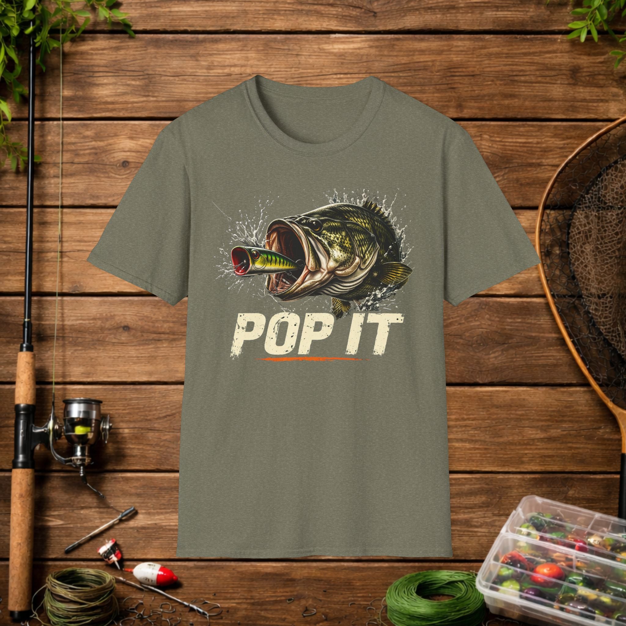 Pop It Bass Fishing Shirt – Topwater Popper Fishing Tee – Bass Strike Fishing Shirt – Topwater Angler Shirt