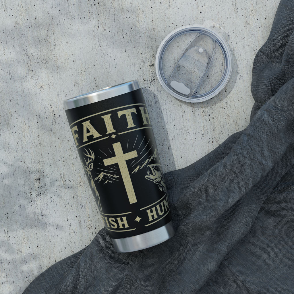 Faith Hunt Fish Vagabond 20oz Tumbler — Religious Hunting & Fishing Insulated Travel Mug