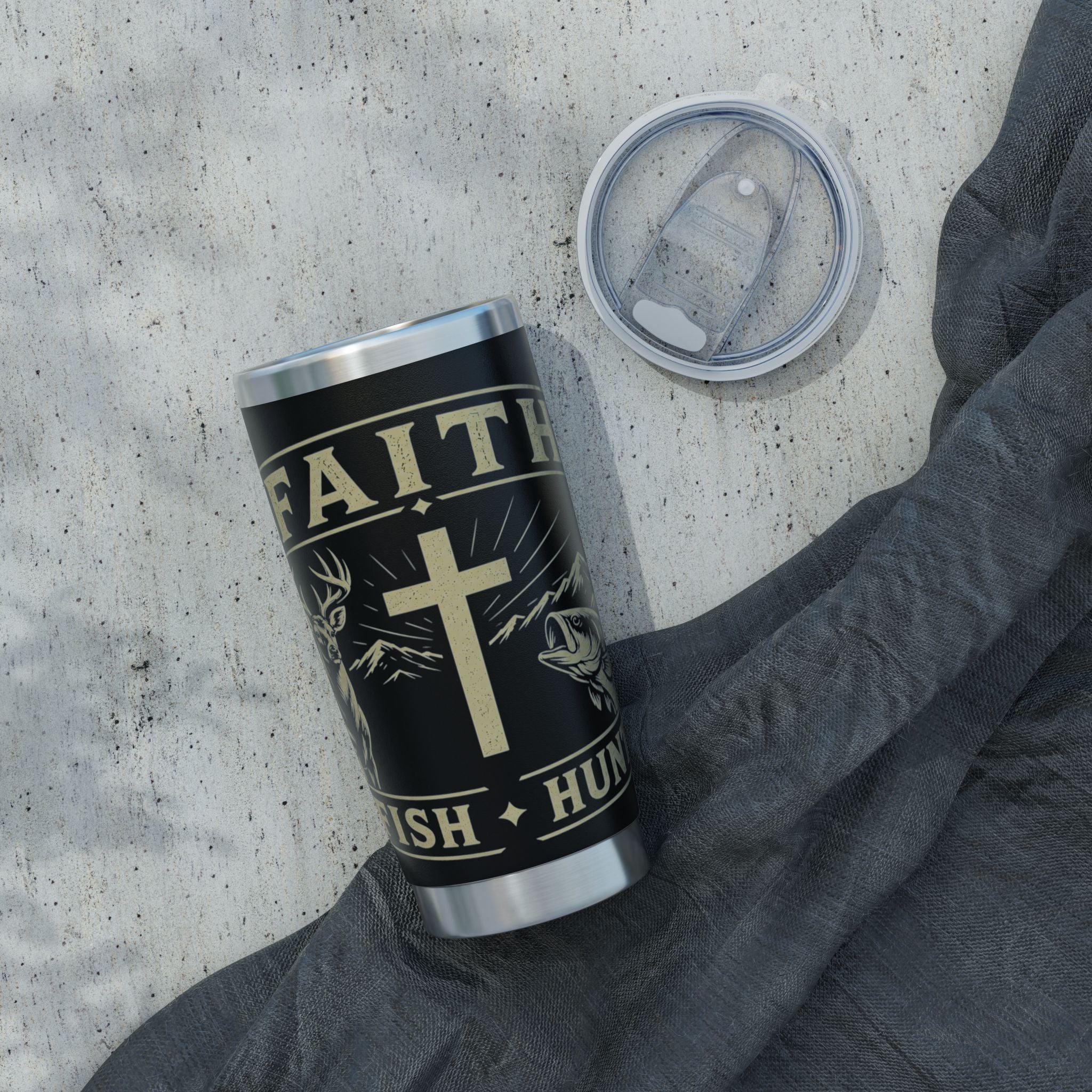 Faith Hunt Fish Vagabond 20oz Tumbler — Religious Hunting & Fishing Insulated Travel Mug