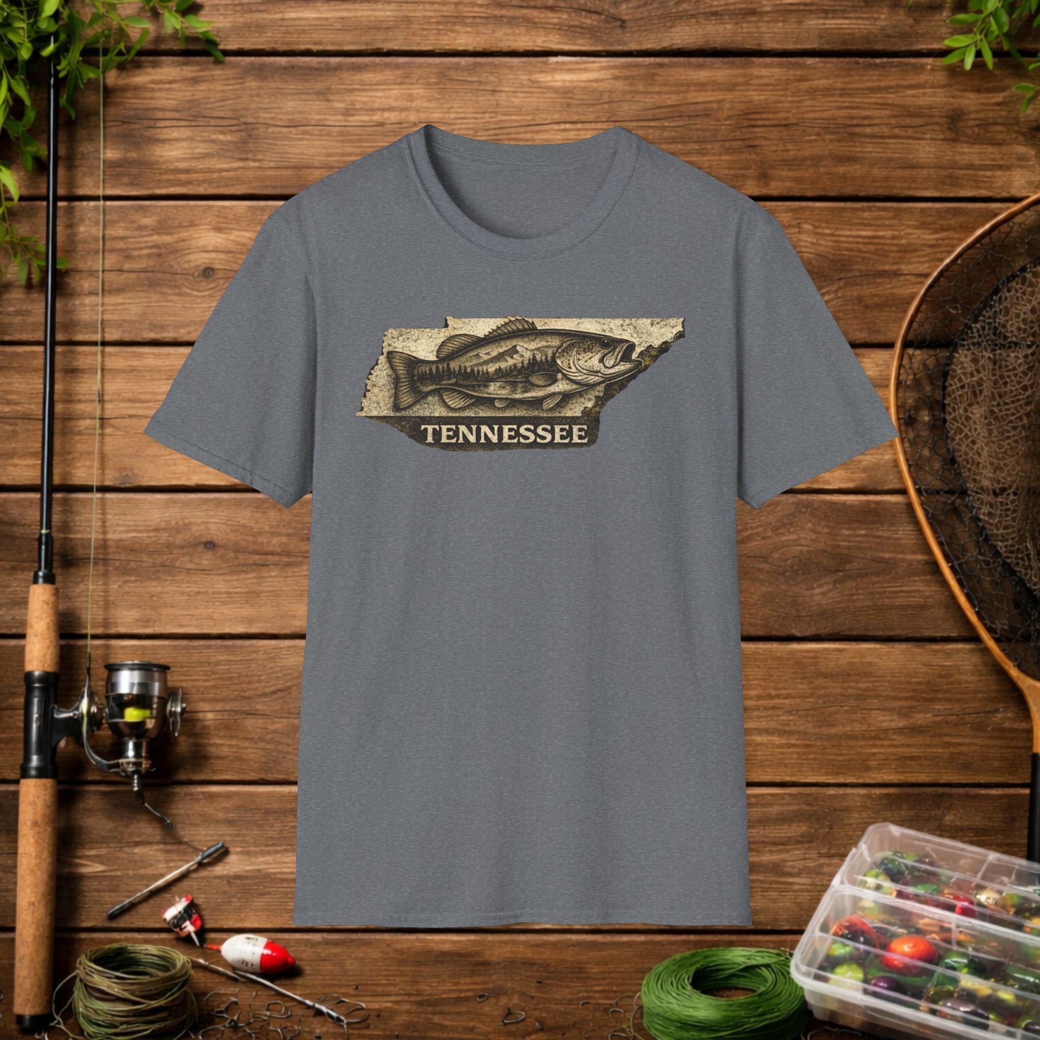 Tennessee Bass Fishing Shirt – Vintage Tennessee Angler Tee – Largemouth Bass State Pride Fishing Apparel – Fisherman Gift
