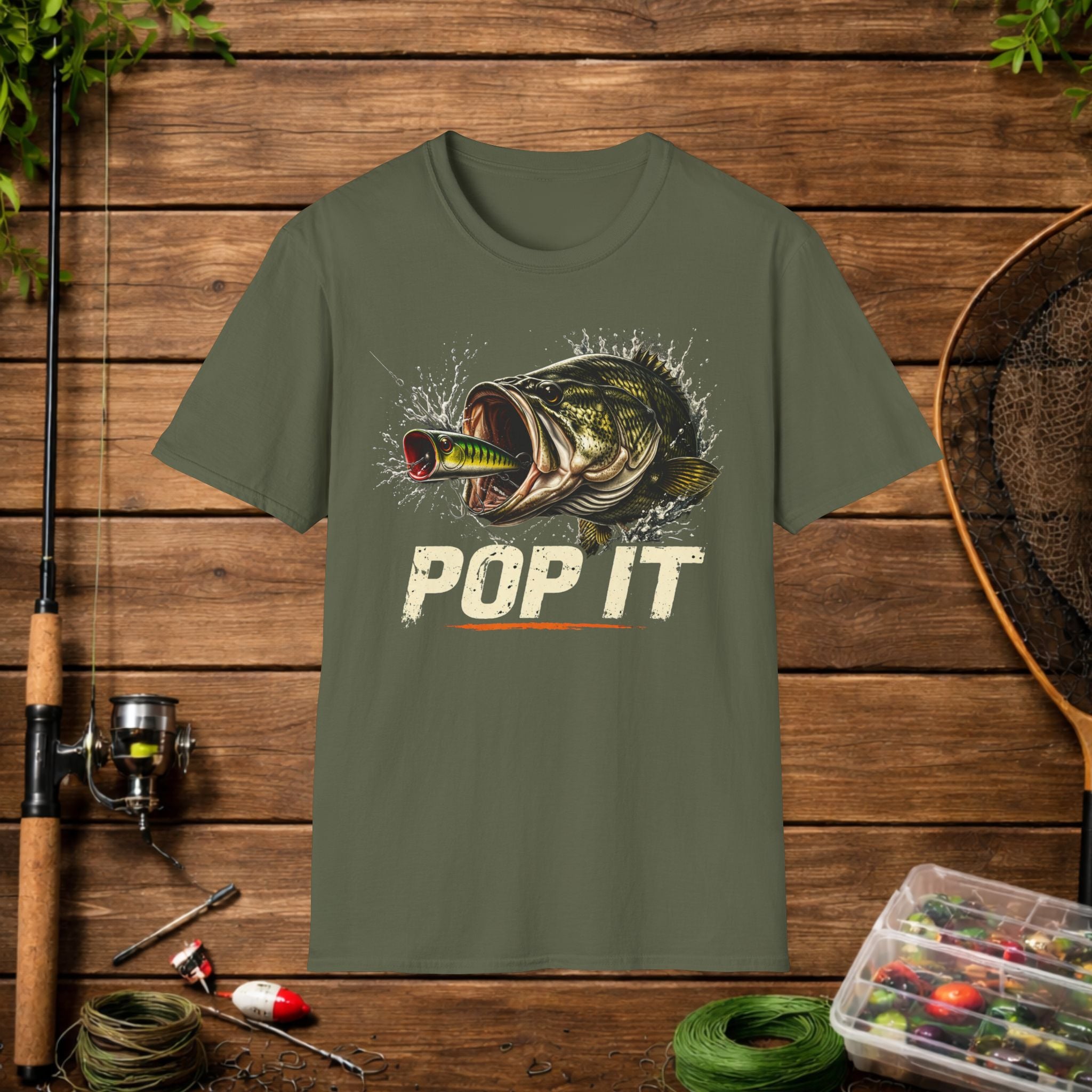 Pop It Bass Fishing Shirt – Topwater Popper Fishing Tee – Bass Strike Fishing Shirt – Topwater Angler Shirt