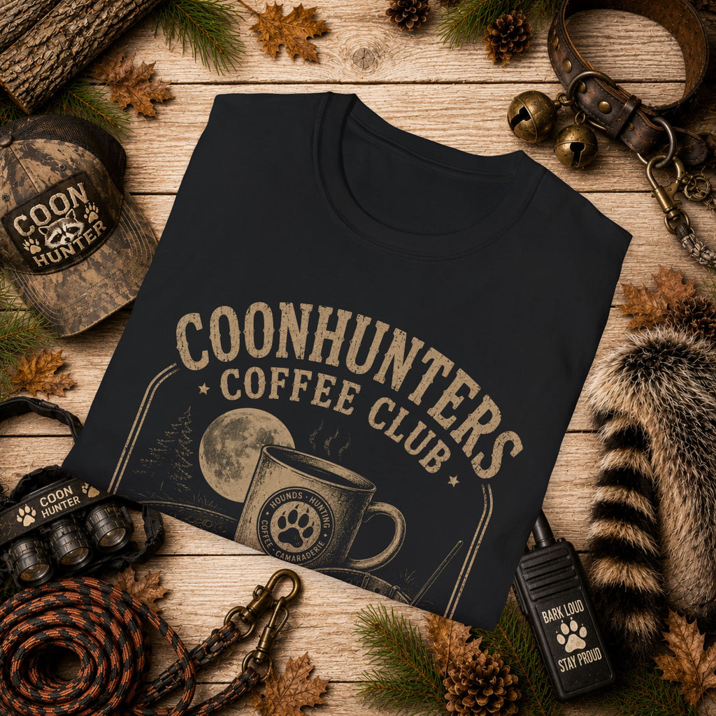 Coonhunters Coffee Club T-Shirt — Vintage Moon & Mug Graphic