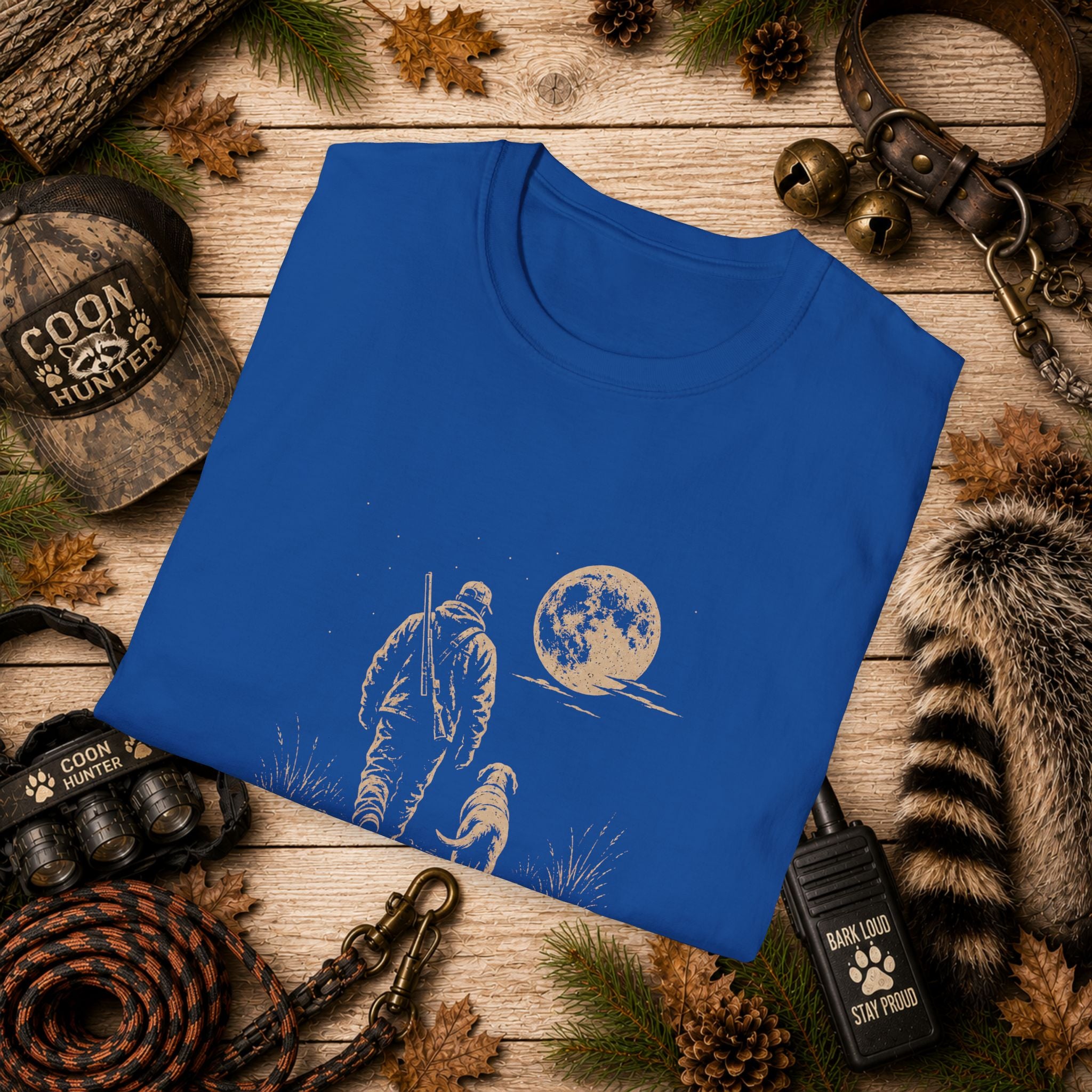 Long Walk Home Coon Hunting T-Shirt | Moonlit Houndsman & Dog Graphic Tee | Wild Wonderful Wear