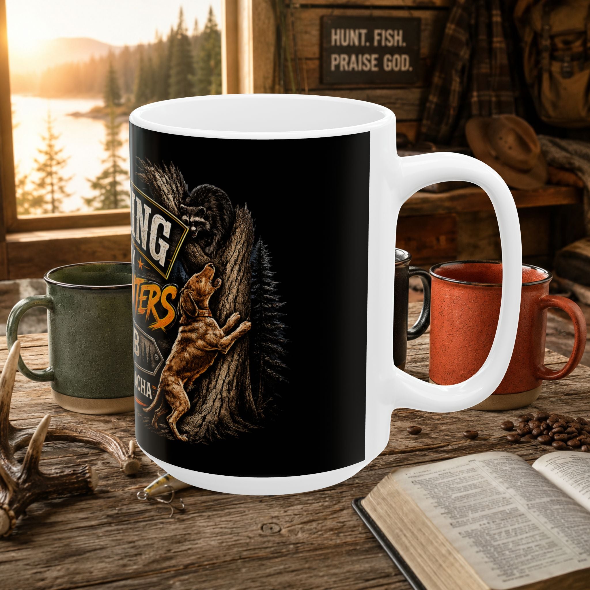 Wyoming County Coonhunters Club Ceramic Mug – Hunting & Outdoors Coffee Cup (11oz/15oz)