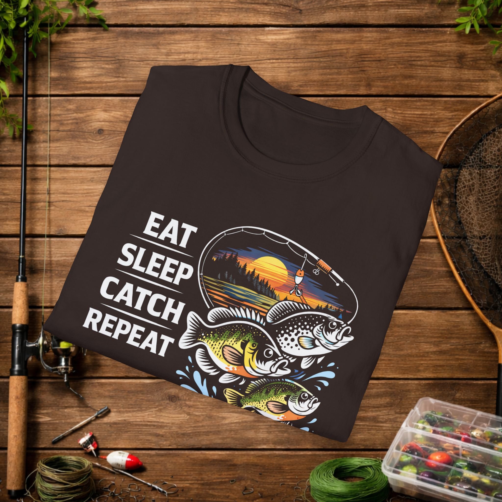 Eat Sleep Catch Repeat Panfish Fishing T-Shirt – Bluegill Crappie Sunfish Angler Tee