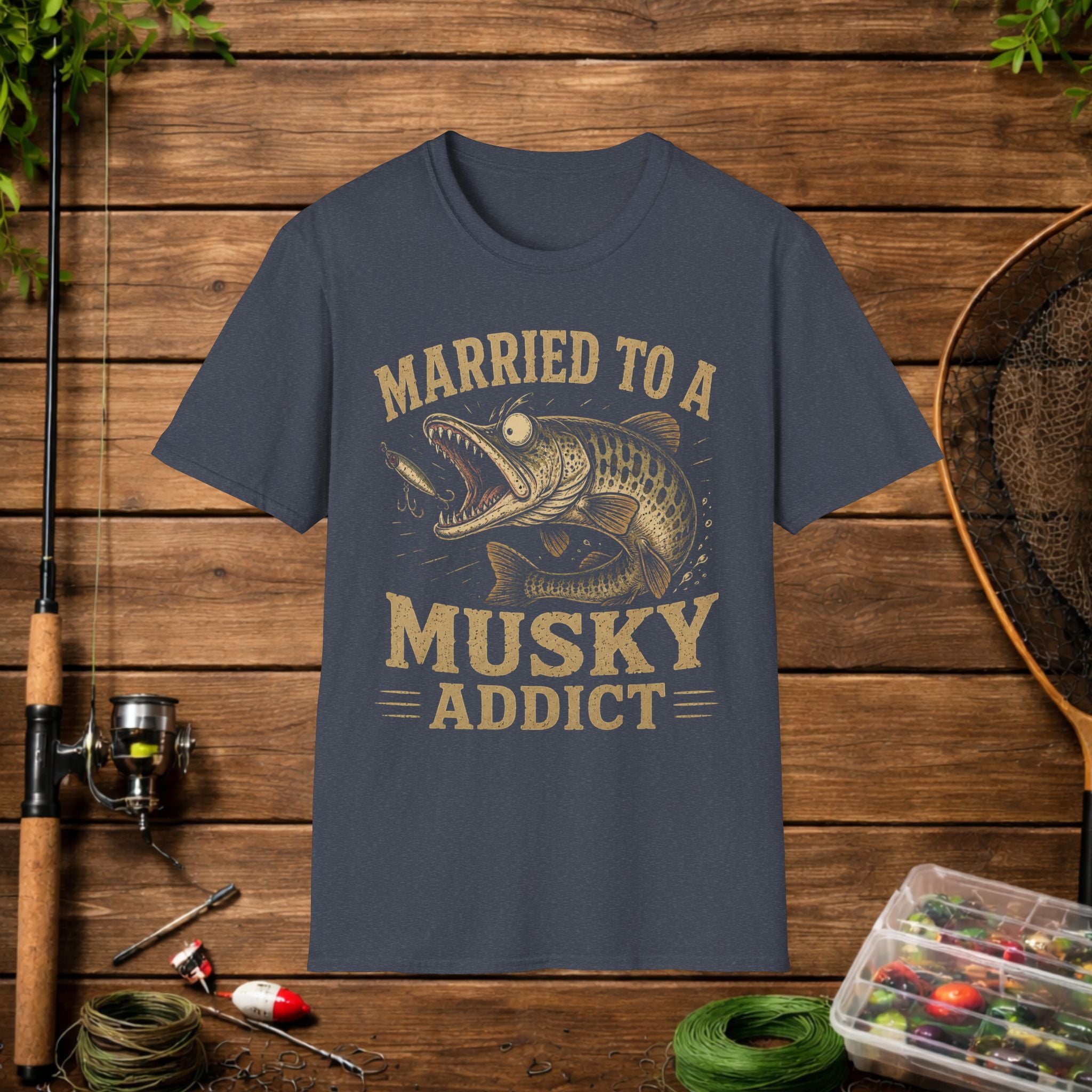 Married to a Musky Addict T-Shirt — Funny Fishing Gift for Muskie Lovers