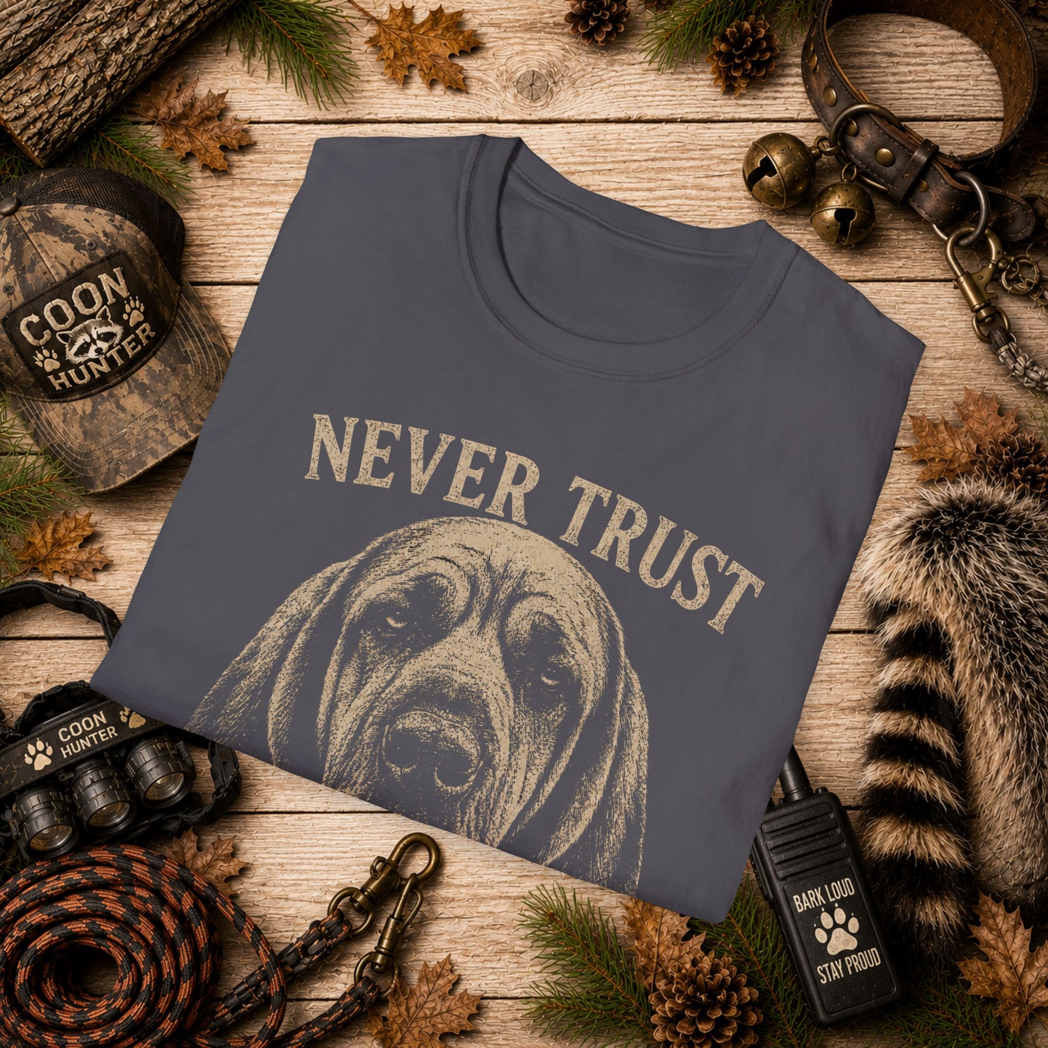 Never Trust a Quiet Hound Coon Hunting T-Shirt | Funny Houndsman Tee | Wild Wonderful Wear