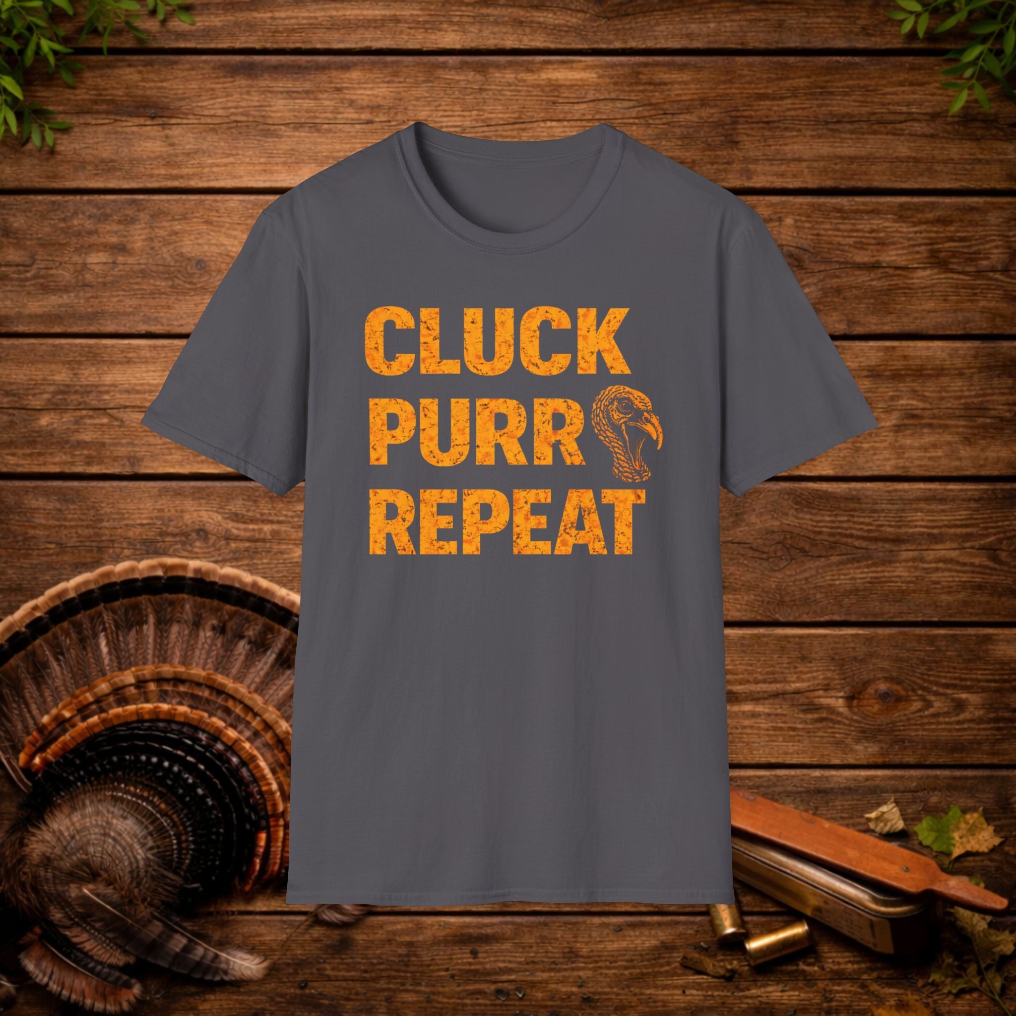 Cluck Purr Repeat Turkey Hunting Shirt – Turkey Calling Tee – Spring Turkey Season Hunter Shirt – Gobbler Hunting Apparel