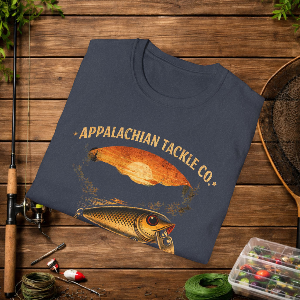 Appalachian Tackle Co Creek Chub Shirt – Vintage Fishing Lure Tee – Old School Bass Fishing Shirt – Mountain Stream Apparel