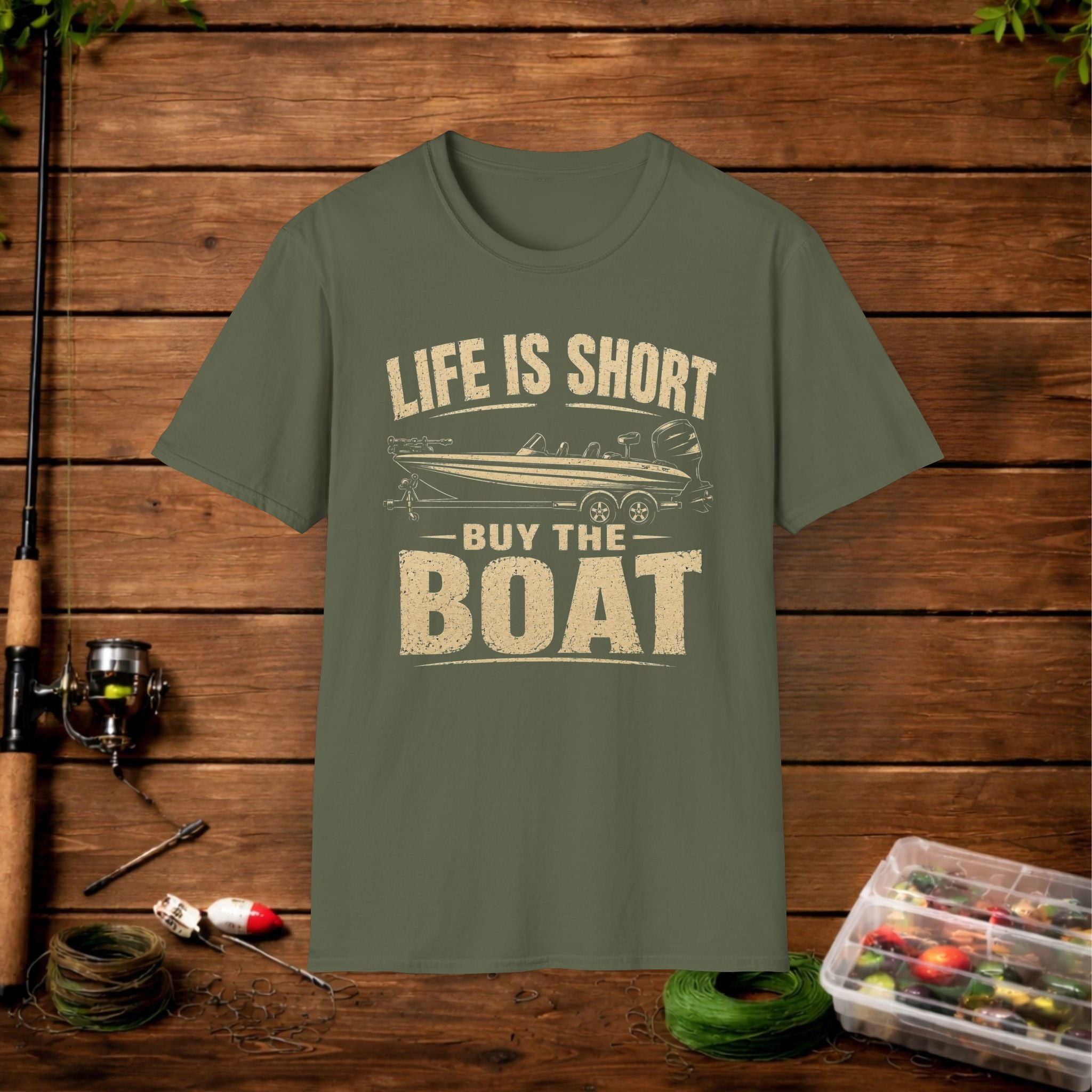 Boat T‑Shirt — "Life Is Short, Buy The Boat" Vintage Fishing Tee