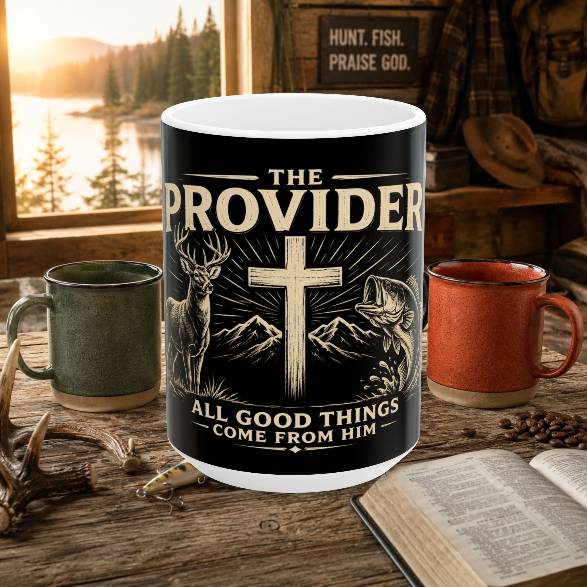 The Provider Ceramic Mug – Christian Faith Coffee Cup (All Good Things Come From Him)