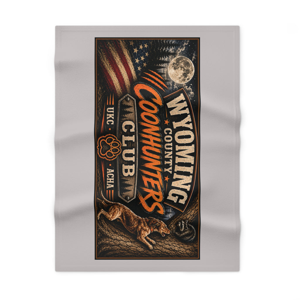 Wyoming Coonhunters Club Soft Fleece Baby Blanket — Vintage Moonlight Hunting Design