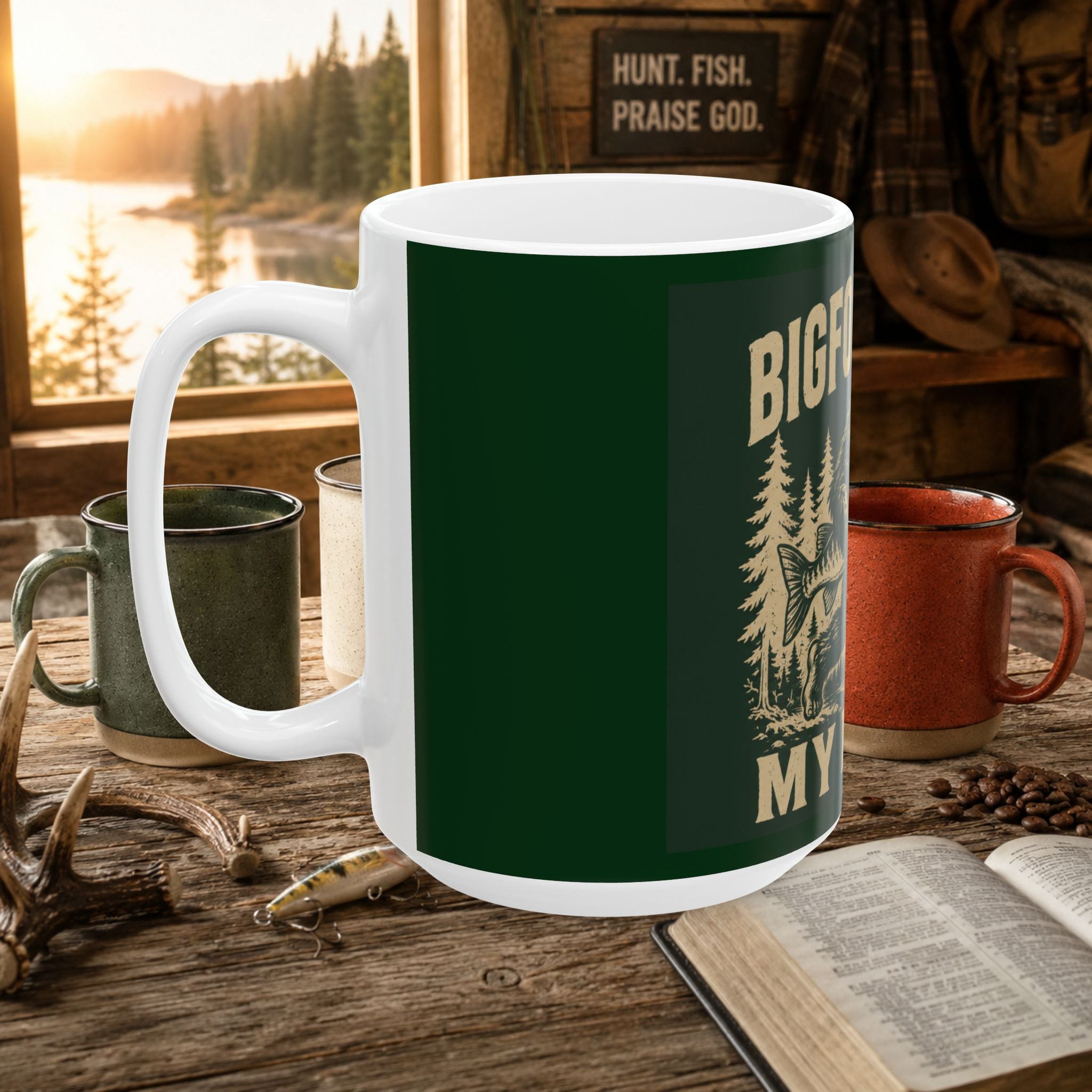 Bigfoot Stole My Musky Ceramic Mug — Funny Fishing Coffee Cup for Anglers