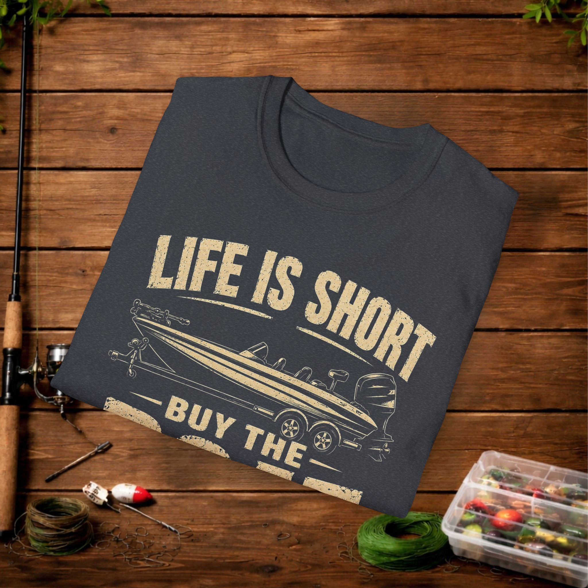 Boat T‑Shirt — "Life Is Short, Buy The Boat" Vintage Fishing Tee