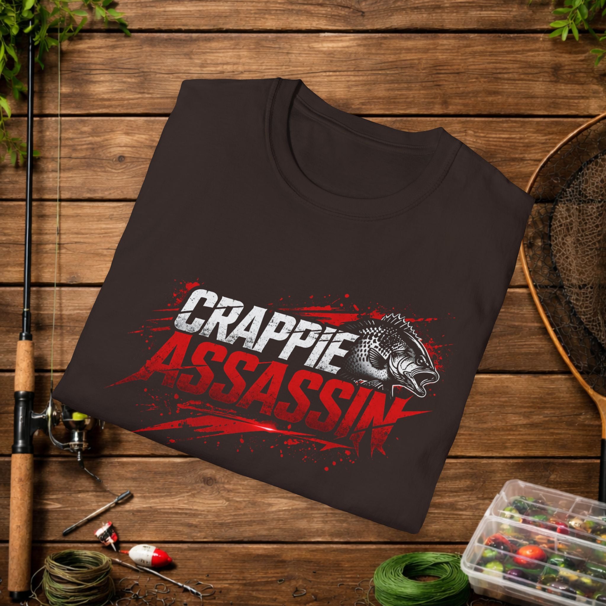 Crappie Assassin T-Shirt — Bold Angler Graphic for Crappie Fishermen