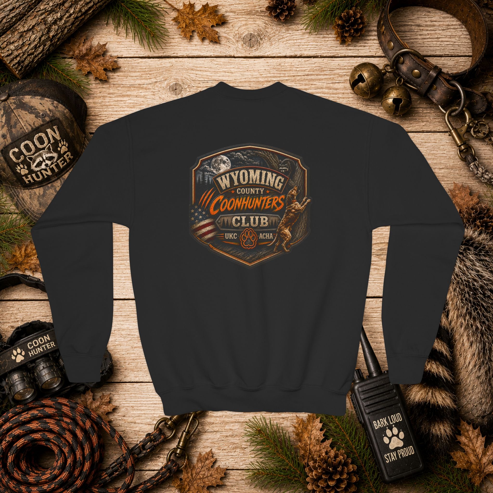 Youth Crewneck Sweatshirt — Wyoming County Coonhunters Club Graphic