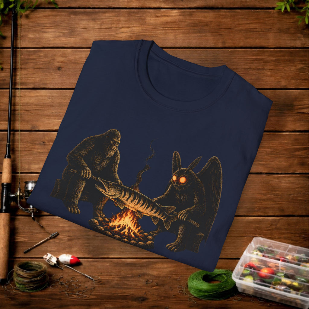 They're Eating Them All Fishing T-Shirt — Funny Campfire Monster Tee