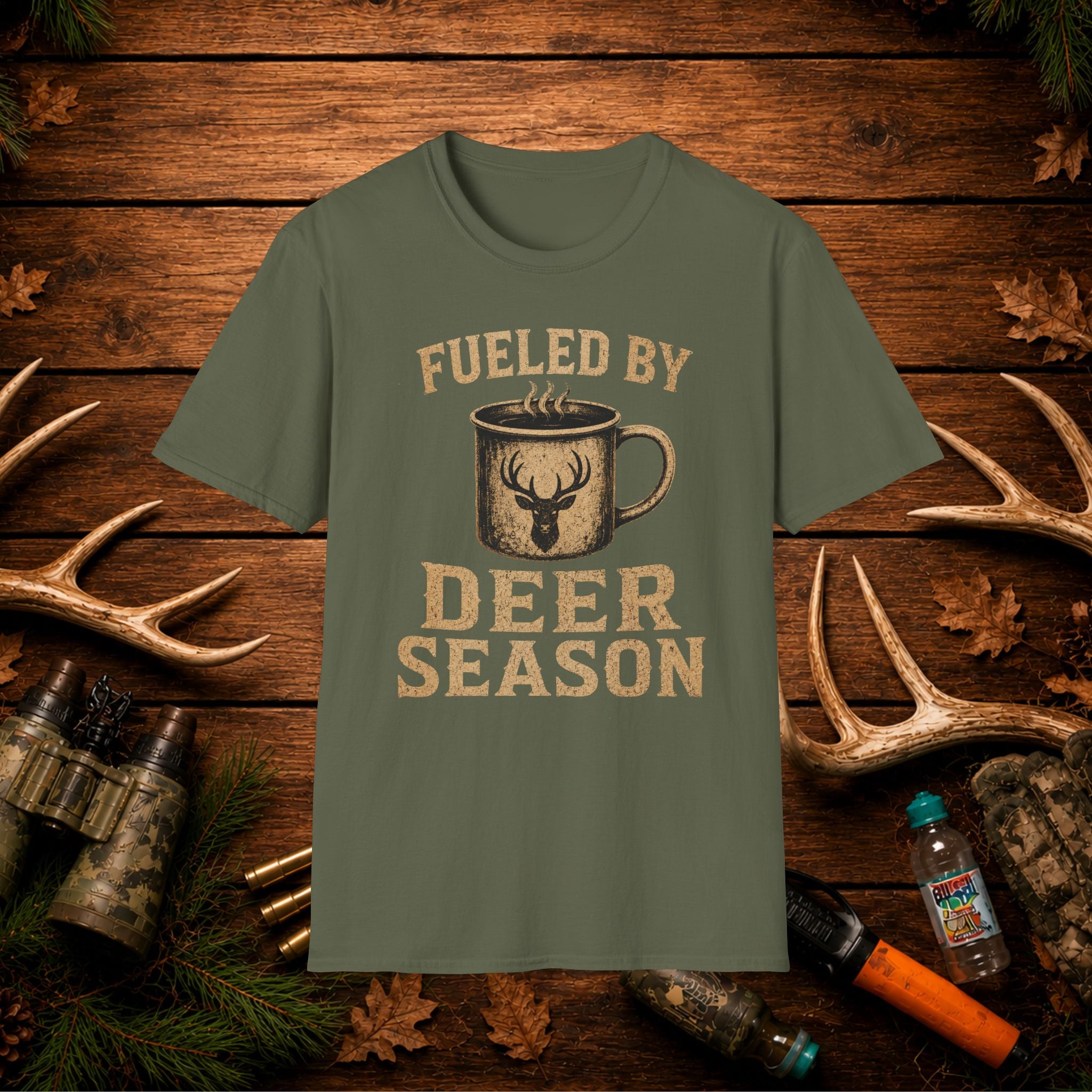 Fueled By Deer Season T-Shirt – Hunting Coffee Tee for Outdoorsmen