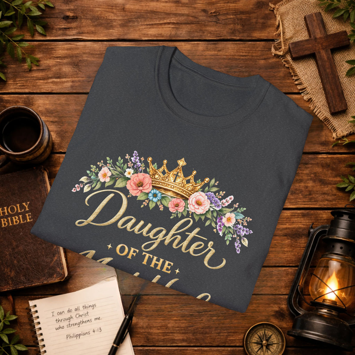 Daughter of the Most High T-Shirt | Floral Crown Christian Faith Tee