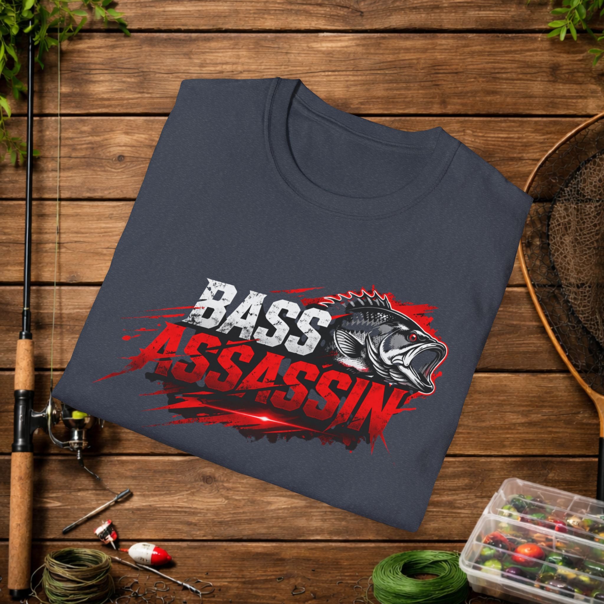 Bass Assassin Fishing Shirt – Funny Bass Fisherman Tee – Largemouth & Smallmouth Bass Fishing Apparel – Angler Gift