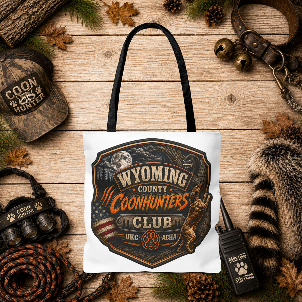 Coonhunters Club Wyoming Tote Bag — Vintage Hunting Patch Design