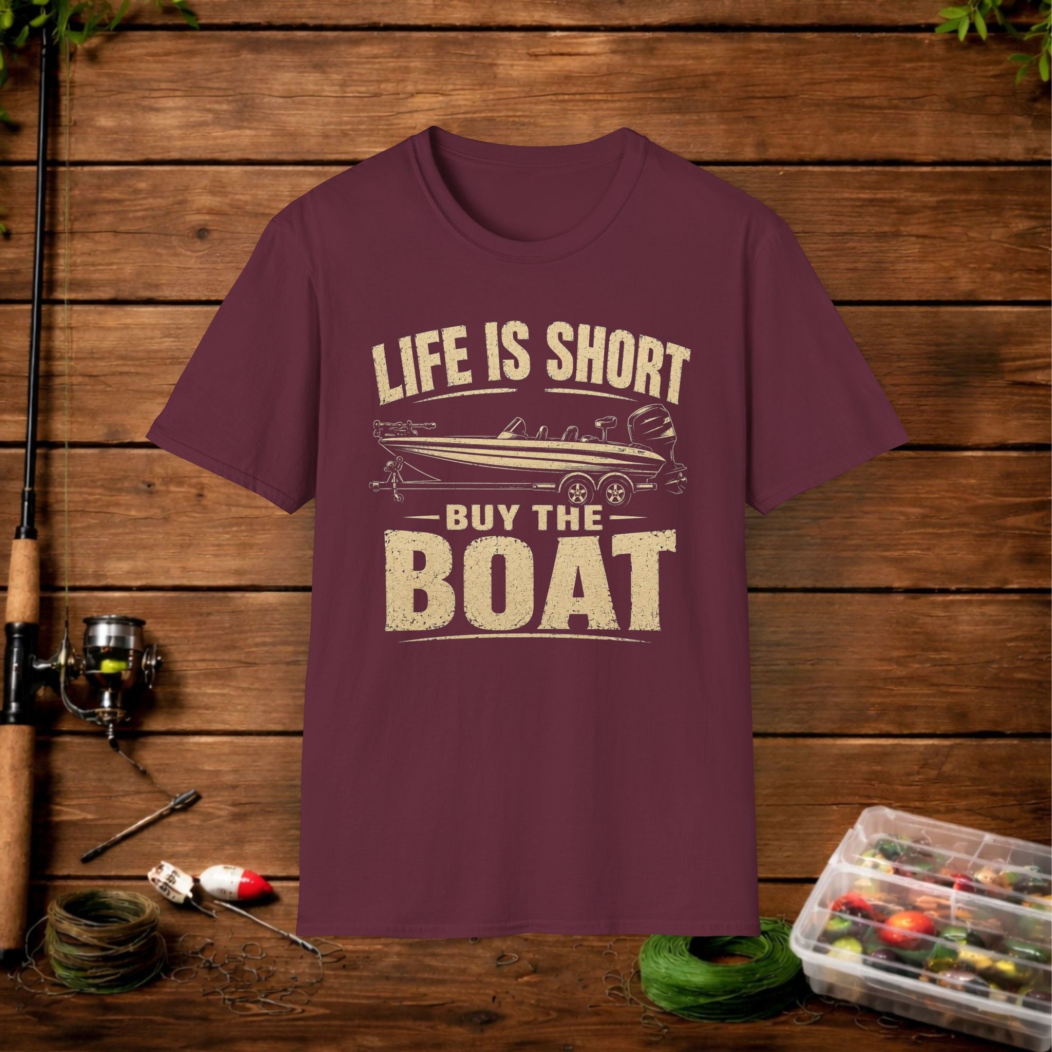 Boat T‑Shirt — "Life Is Short, Buy The Boat" Vintage Fishing Tee