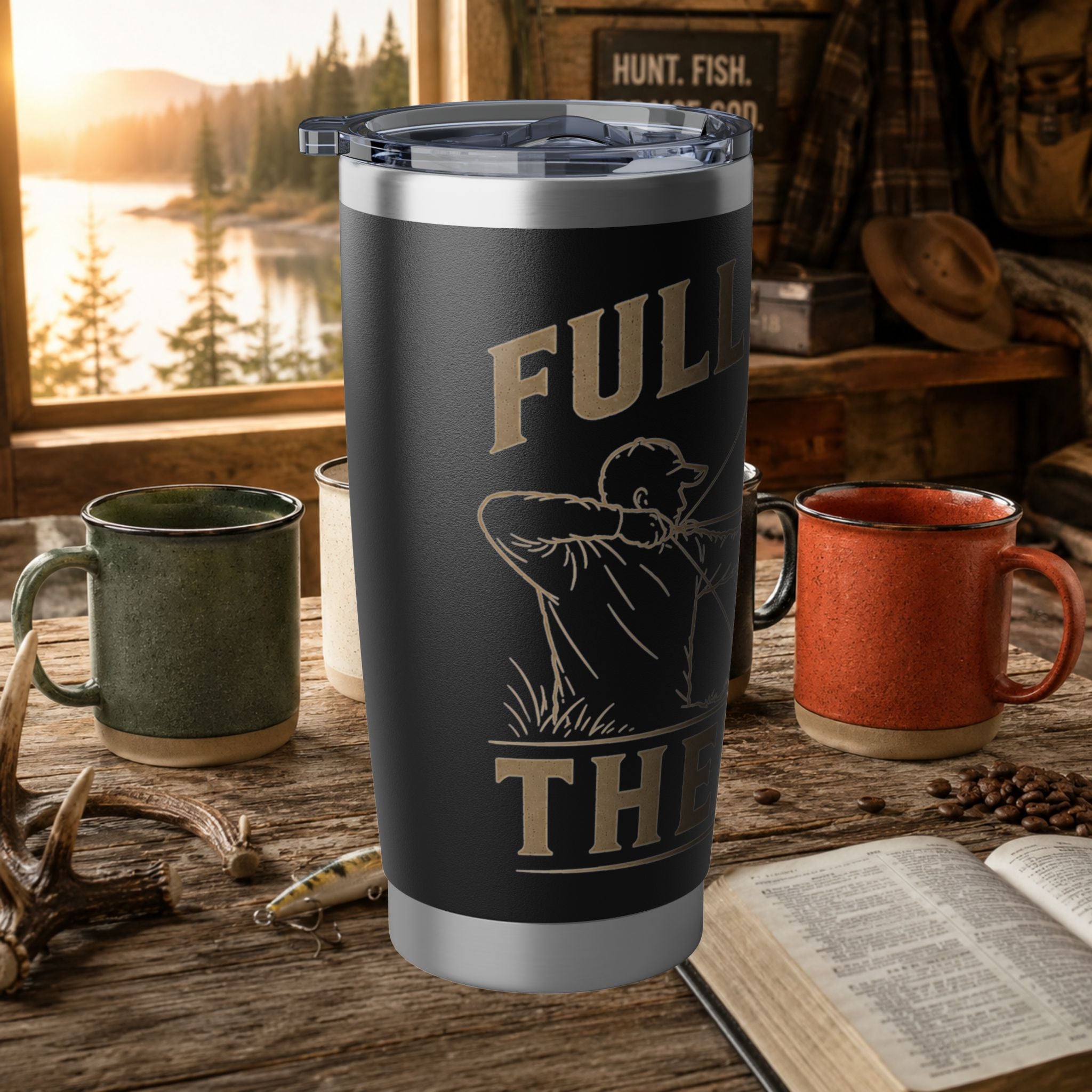 20oz Tumbler — 'Full Draw' Bow Hunting Travel Mug (Insulated Stainless Steel)