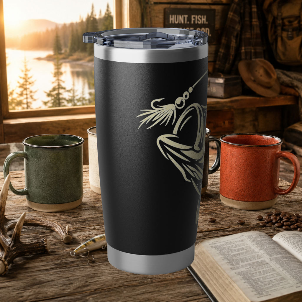 Black Crappie Fishing 20oz Insulated Tumbler – Vintage Angler Travel Mug | Gift for Fishermen