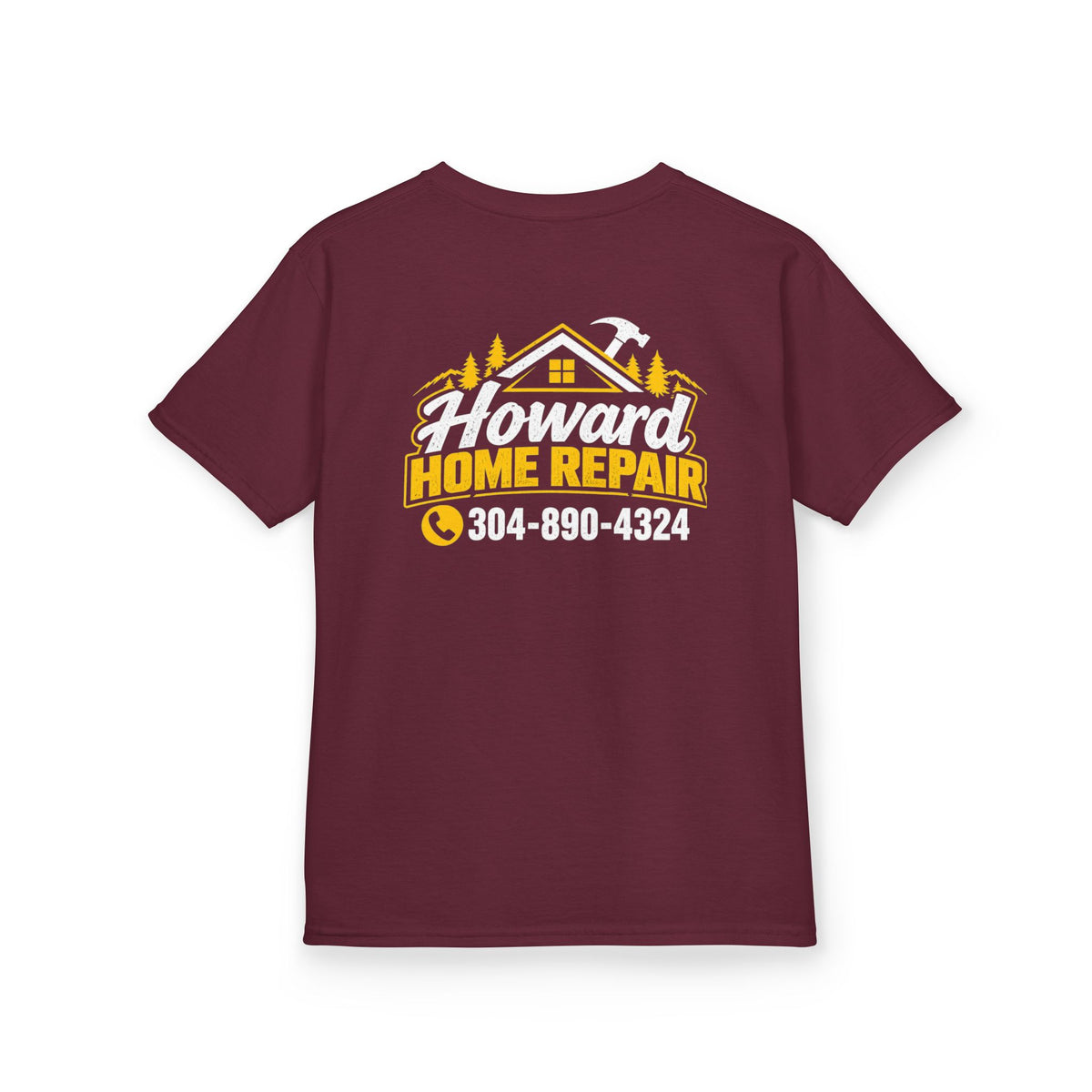 Kids Tee — "Howard Home Repair" Logo Back | Kids Workwear T‑Shirt, Phone Number