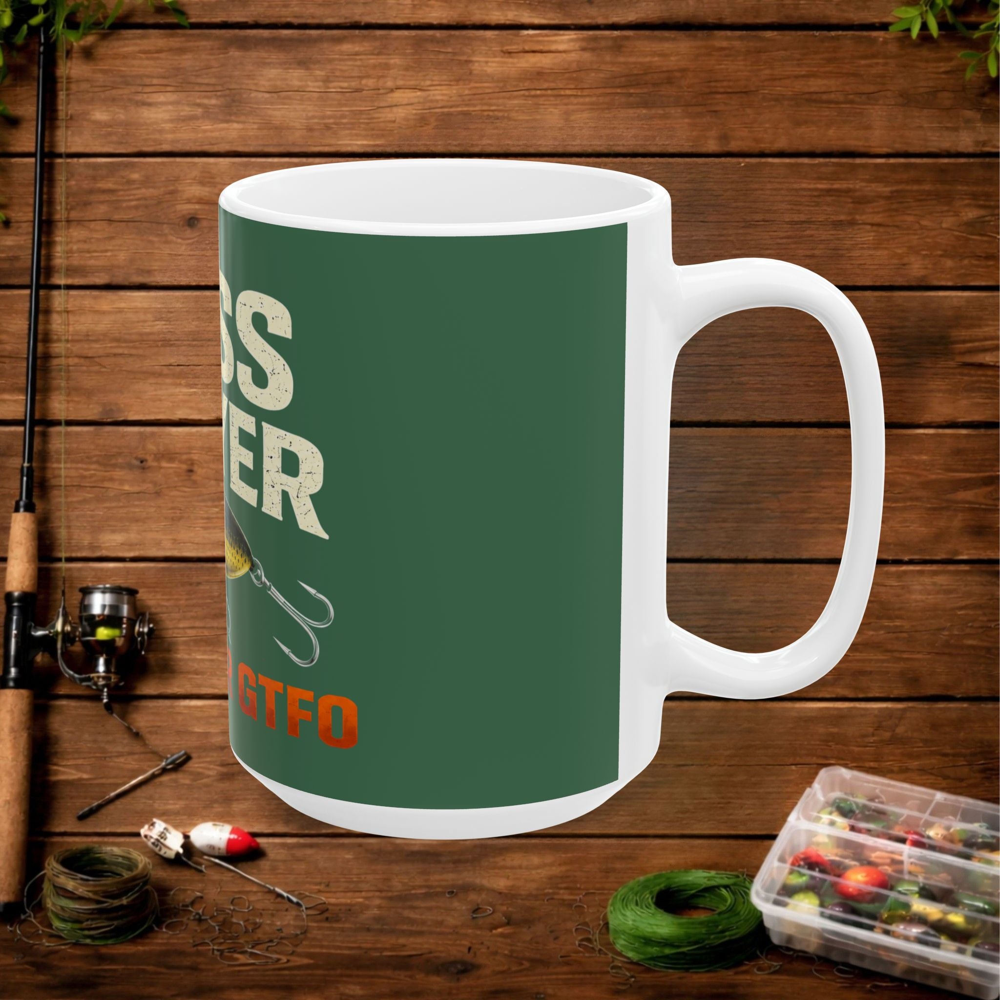 Bass Slayer Fishing Ceramic Mug – No Limits or GTFO | Funny Angler Gift | 11oz & 15oz