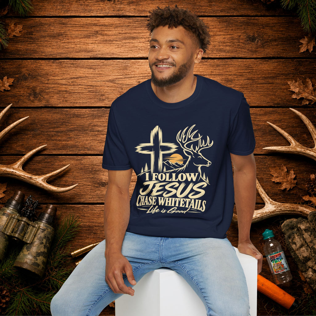 I Follow Jesus Chase Whitetails T-Shirt | Christian Hunting Shirt