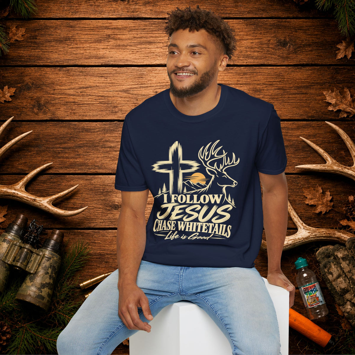 I Follow Jesus Chase Whitetails T-Shirt | Christian Hunting Shirt