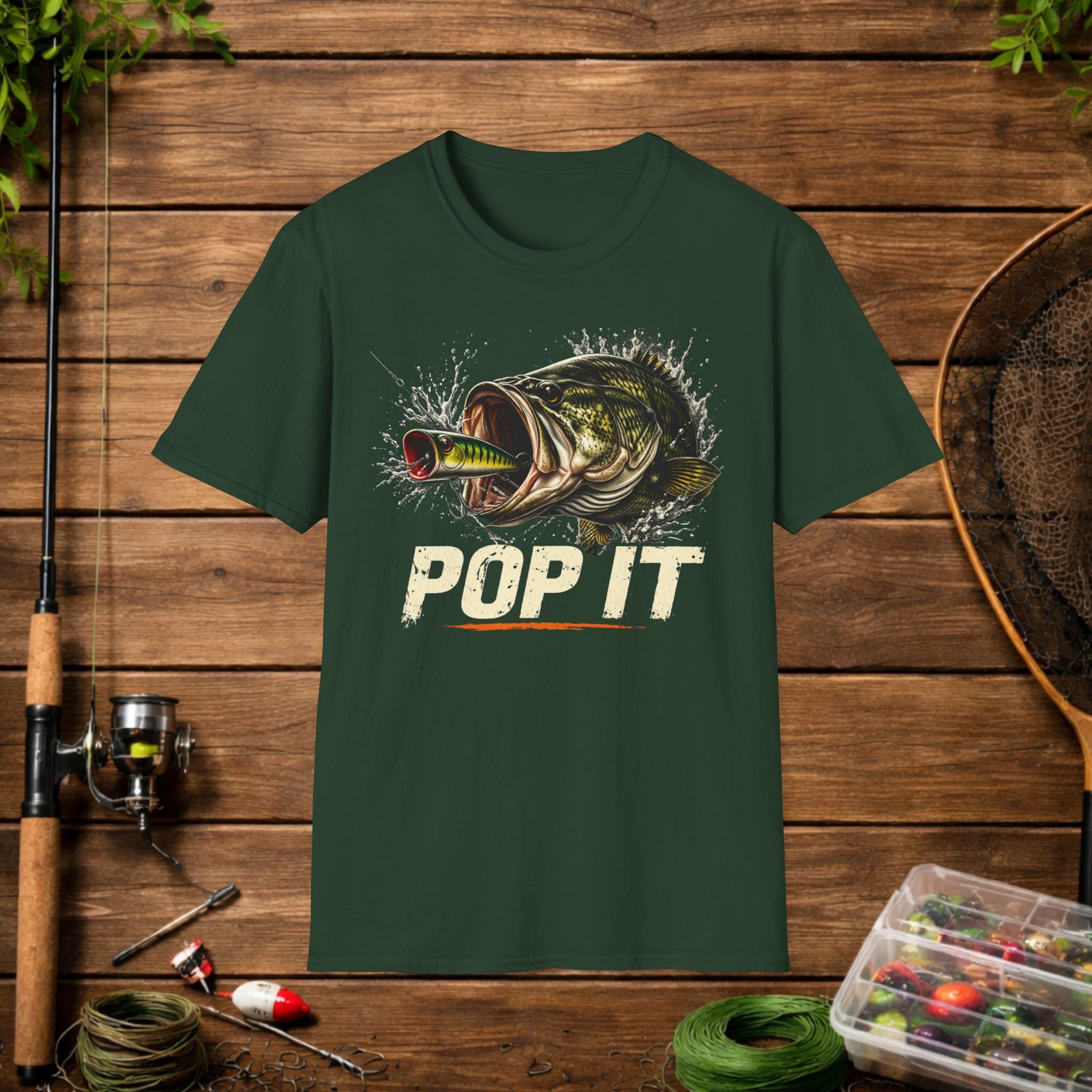 Pop It Bass Fishing Shirt – Topwater Popper Fishing Tee – Bass Strike Fishing Shirt – Topwater Angler Shirt